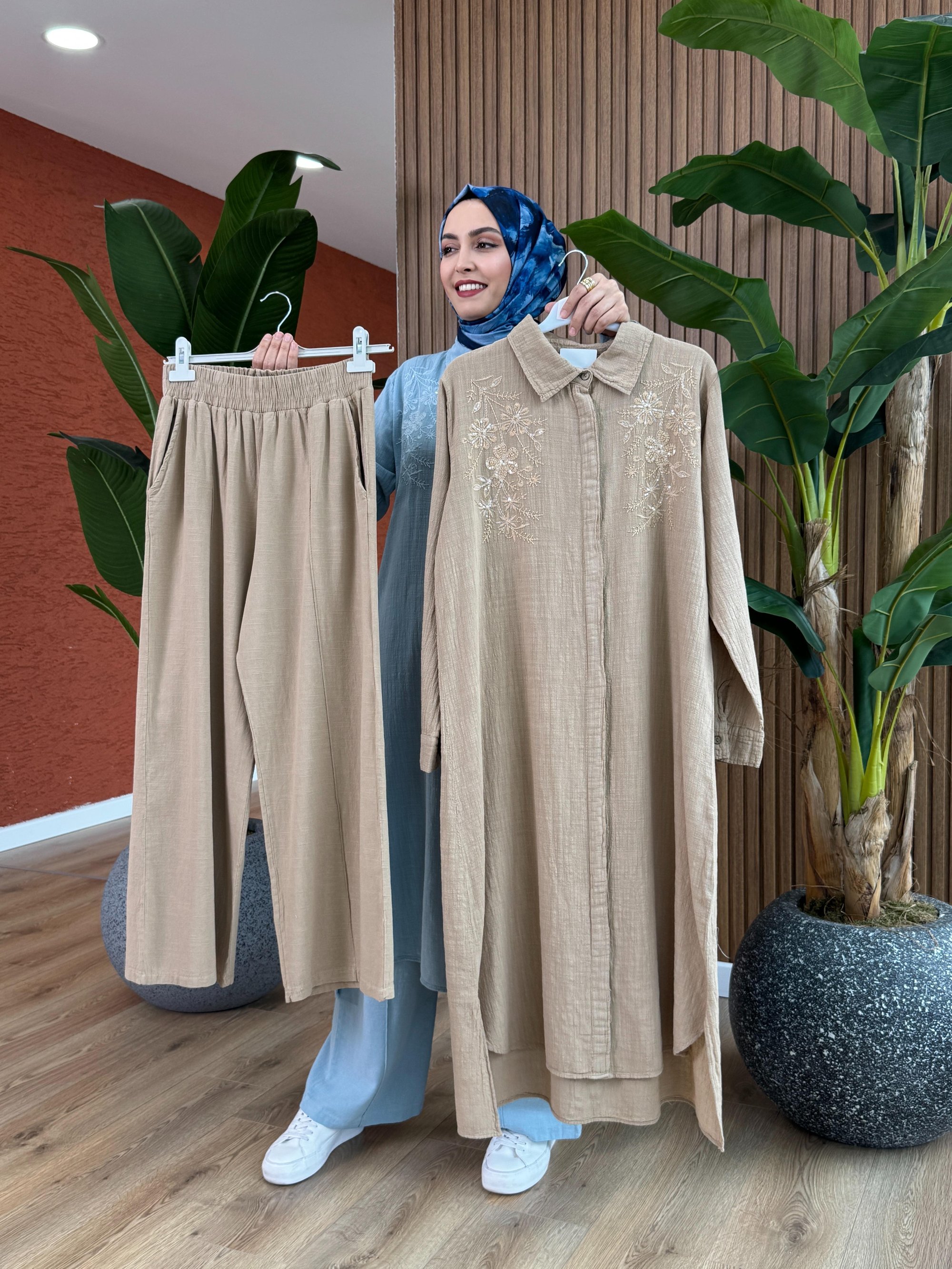 Mevsim Keten Takım - Naturel