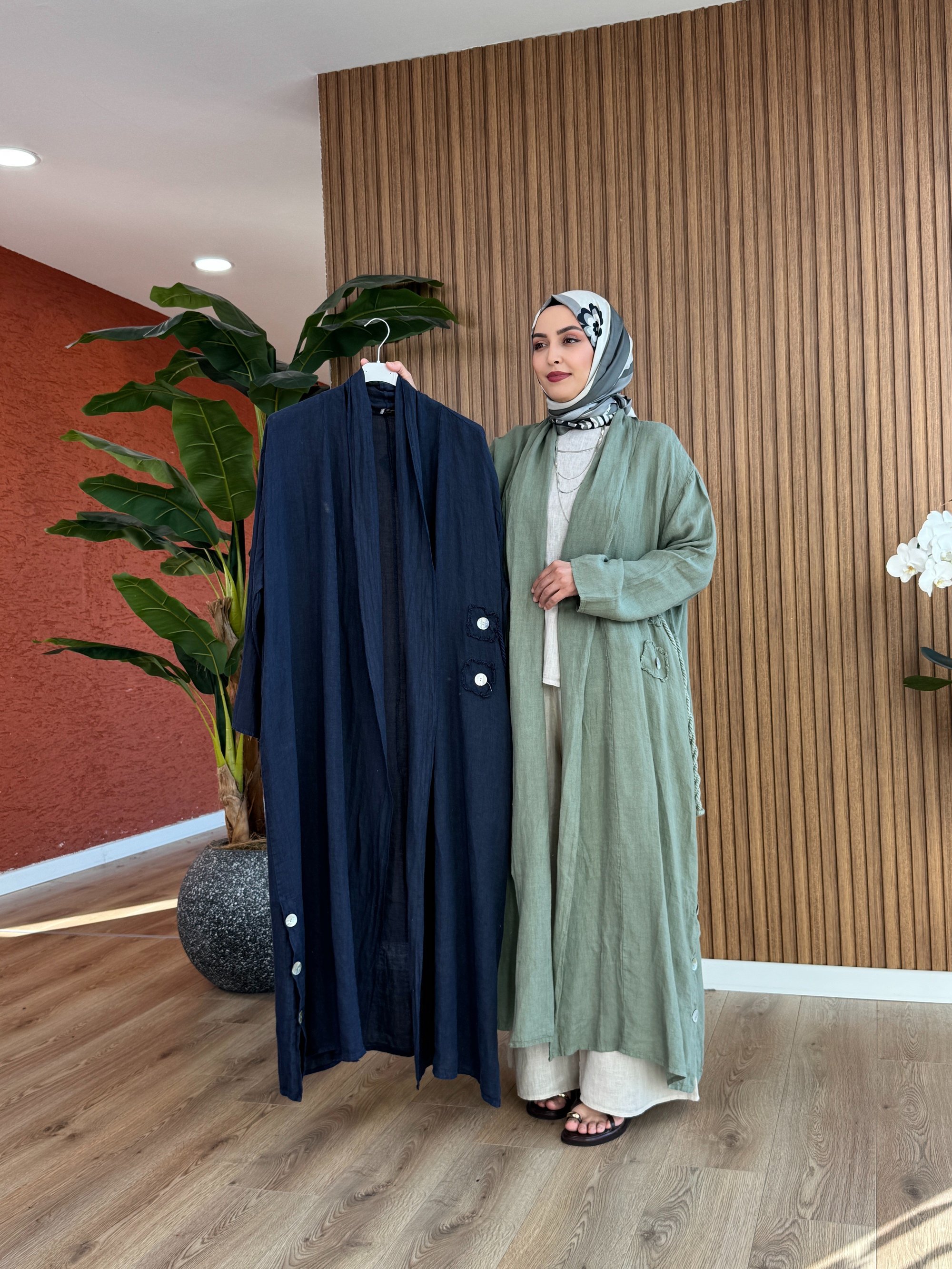 Miray Halat Detay Keten Kap-Lacivert