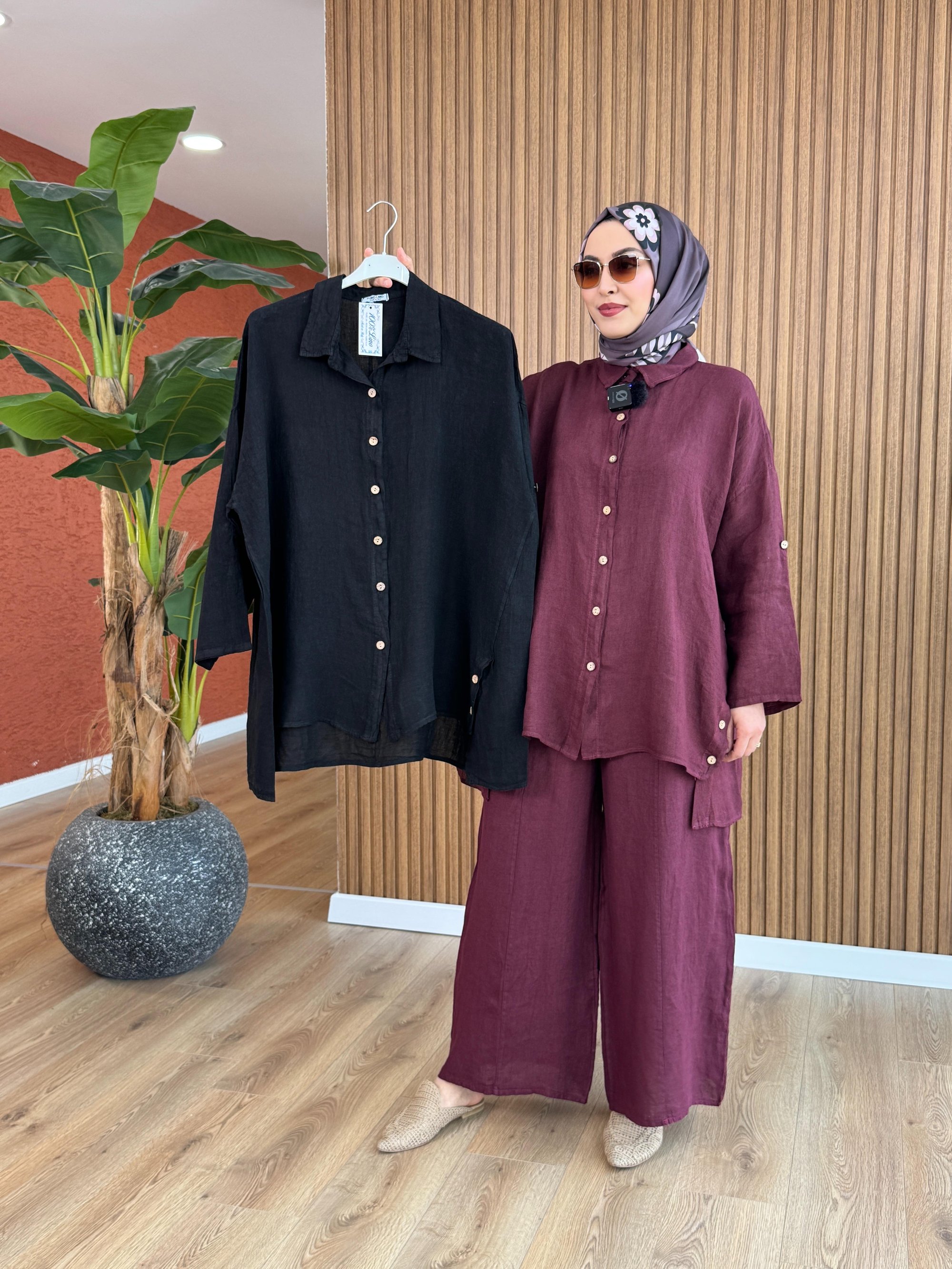 Nur İthal Ham Keten Tunik - Siyah