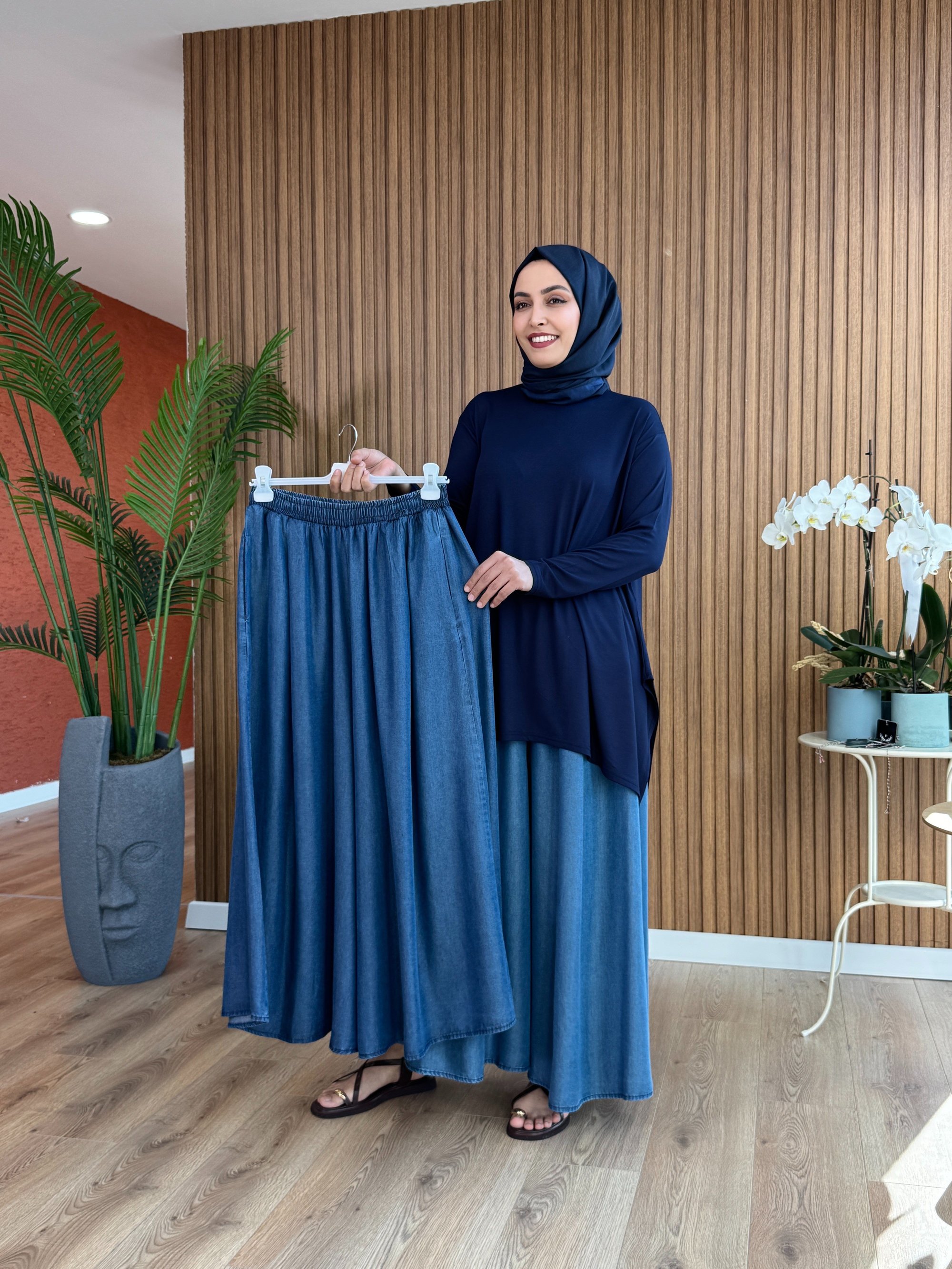 Serra Tencel Kot Pantolon-Koyu Mavi