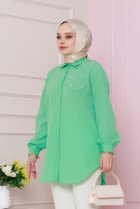 önü incili Tunik-Su Yeşili
