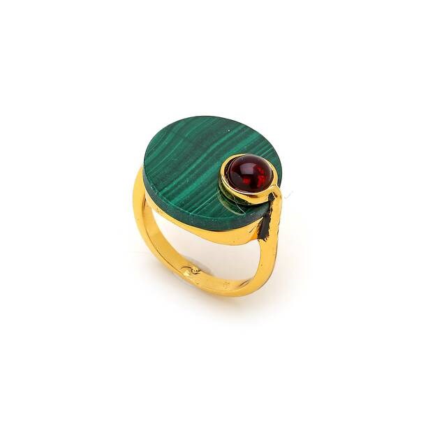 Malachite Altın Kaplama Yüzük