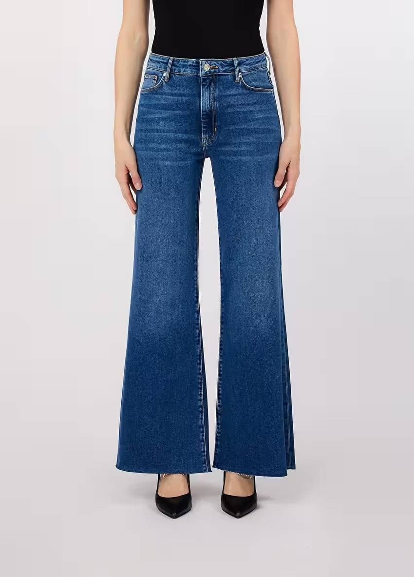 Yüksek Bel Flare Jean Pantolon