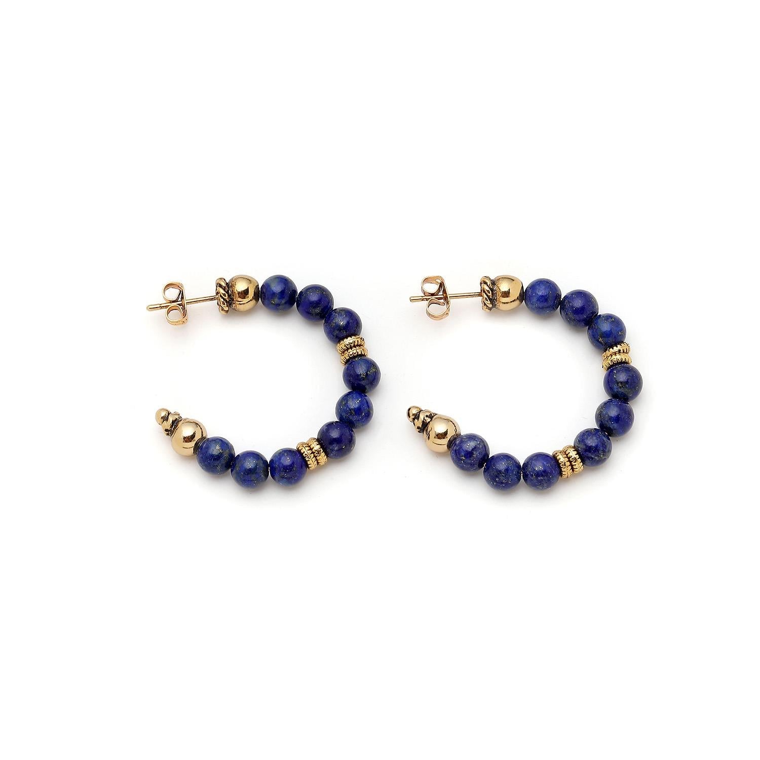 Eternal Blue Lapis İğneli Halka Küpe