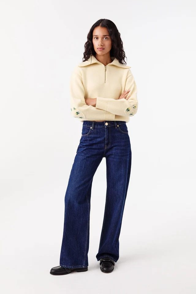 Lacivert Ham Denim Pantolon