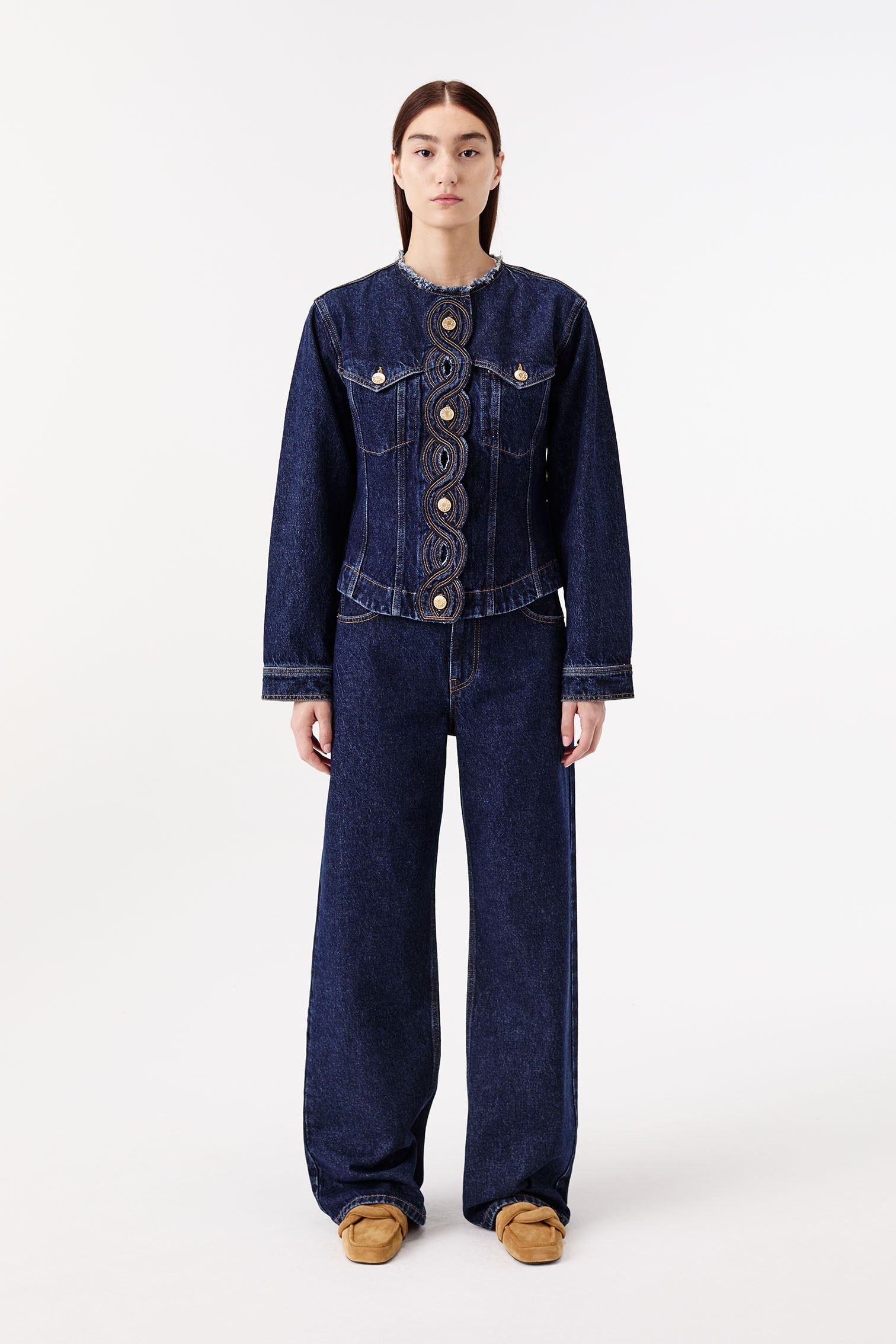 Örgü Detaylı Denim Ceket