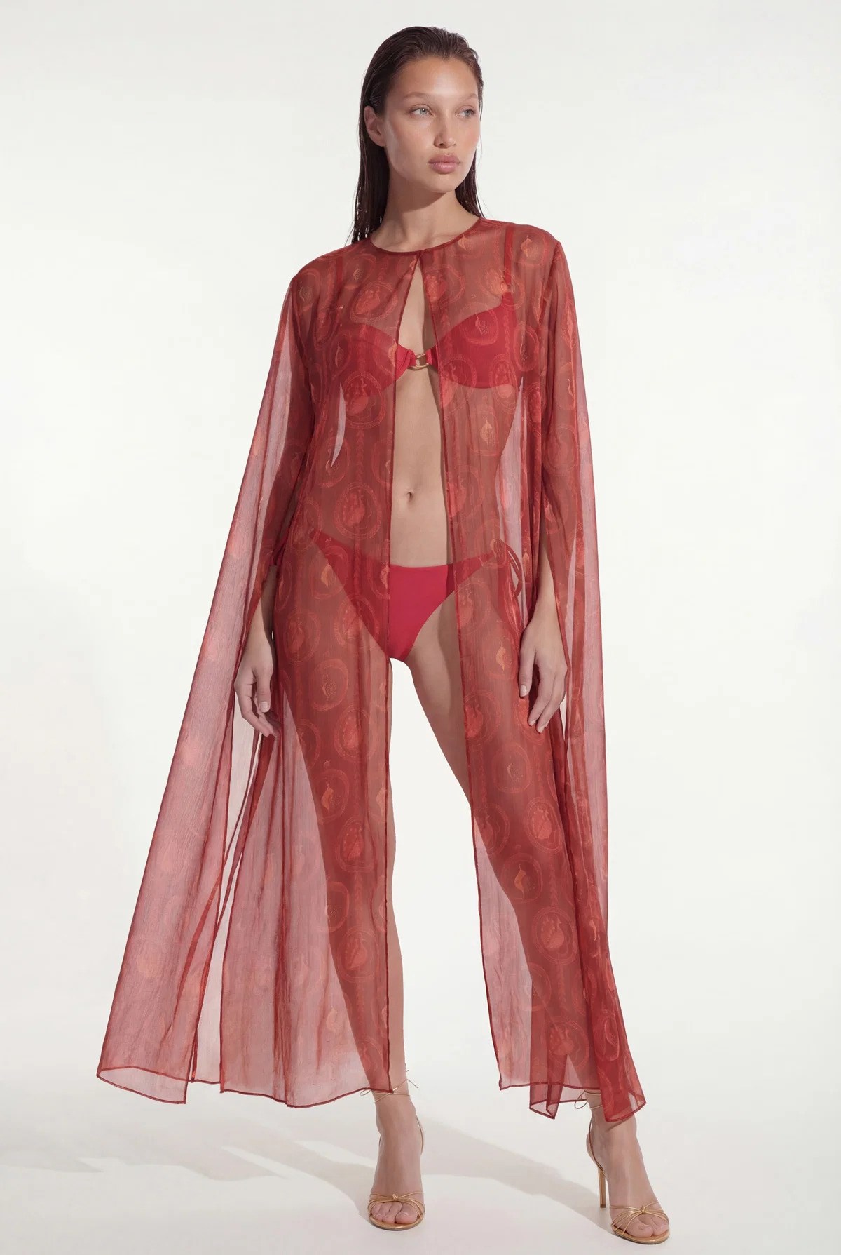 Kırmızı Açık Sırt Kaftan