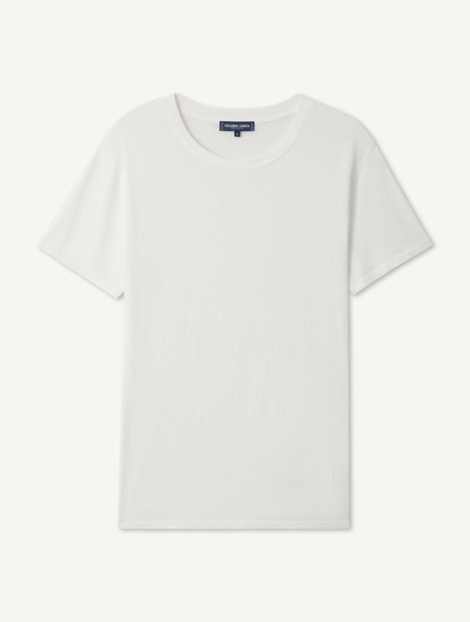 Beyaz Bisiklet Yaka T-shirt