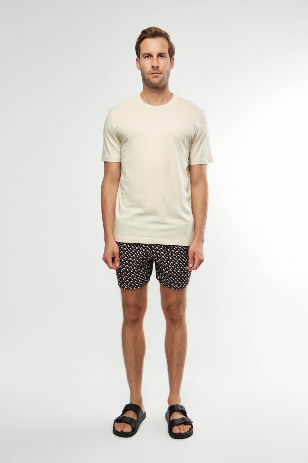 BossAçık Sarı Bisiklet Yaka Basic T-shirt