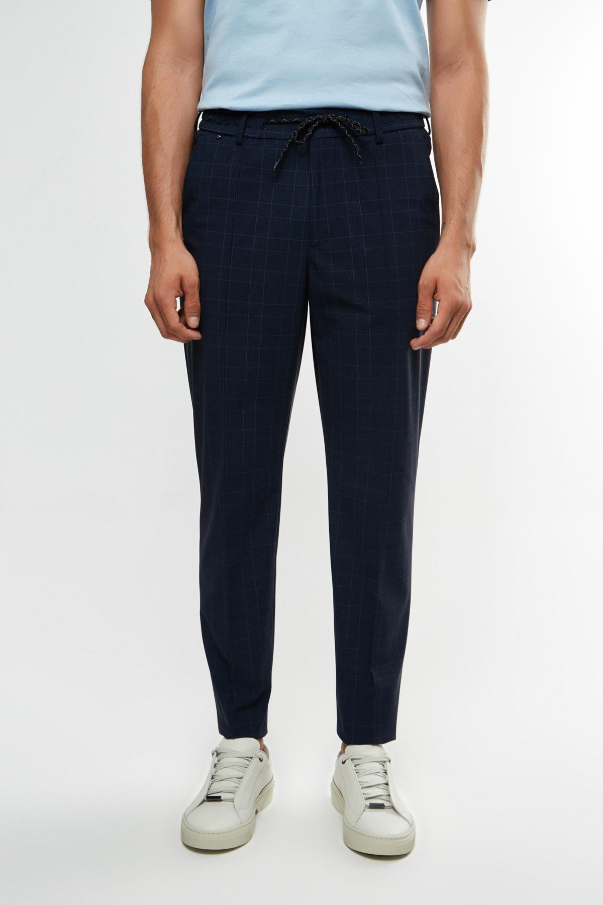BossBelden Bağlamalı Ekose Pantolon