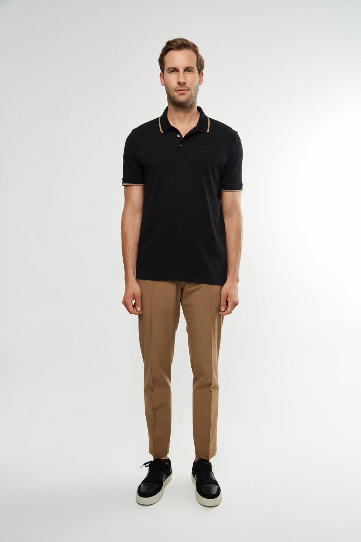 BossLacivert Yaka Detaylı Polo Yaka T-shirt