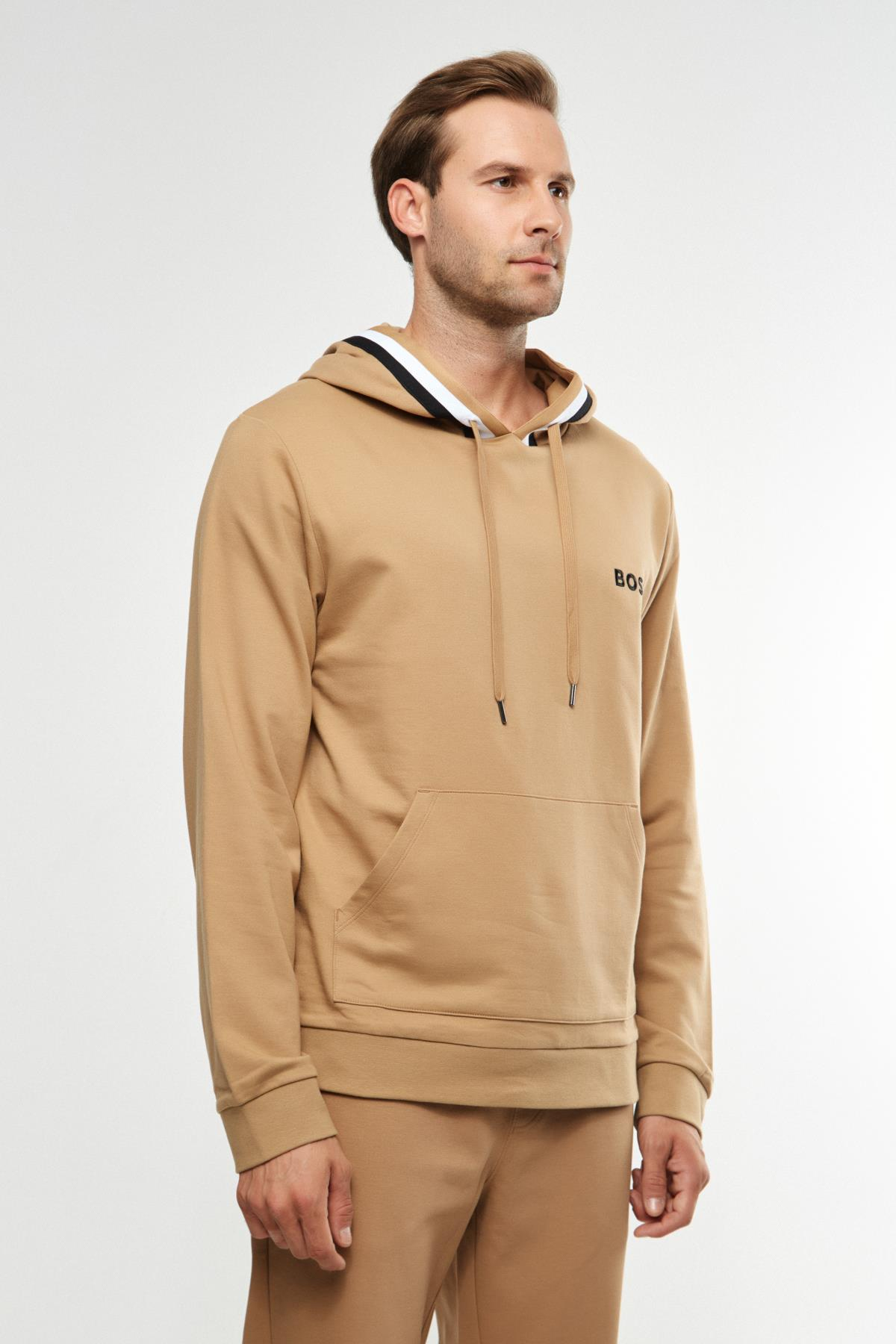 BossSlogan Detaylı Bej Sweatshirt