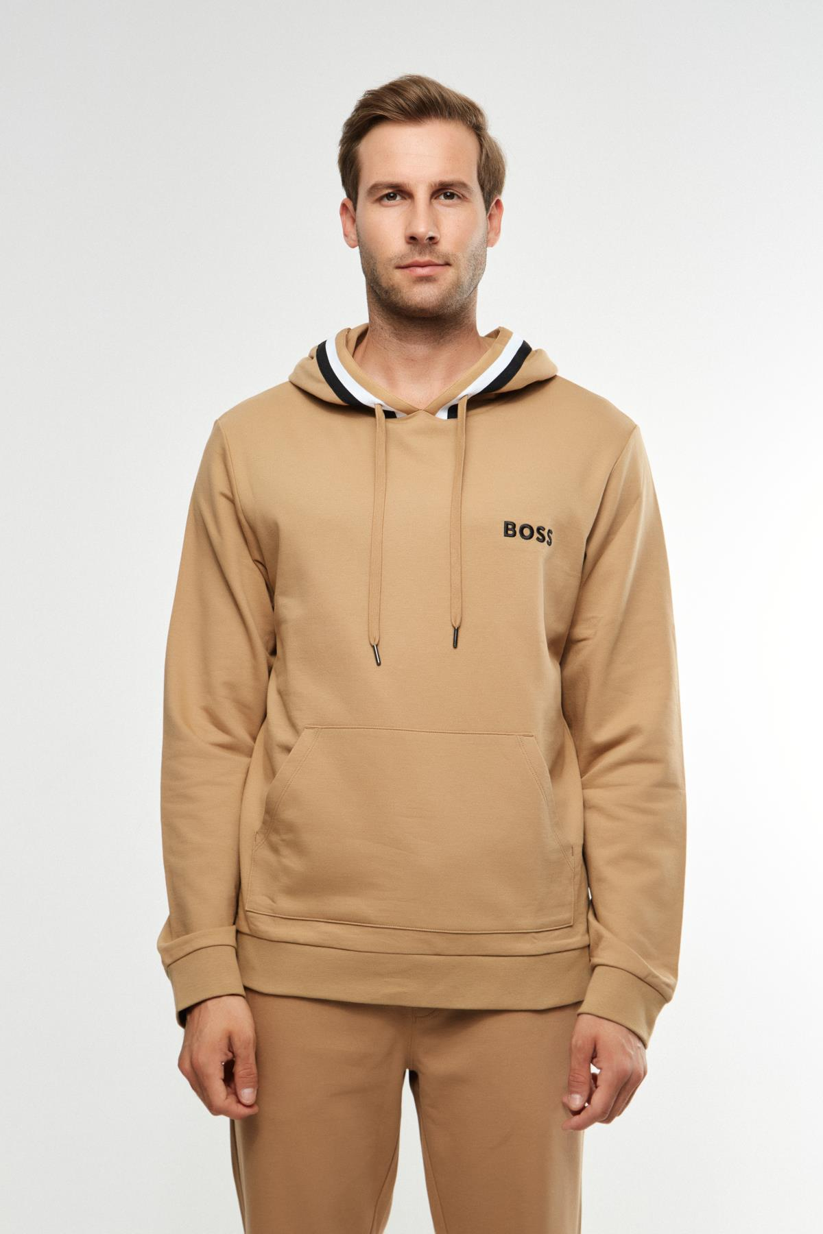 BossSlogan Detaylı Bej Sweatshirt