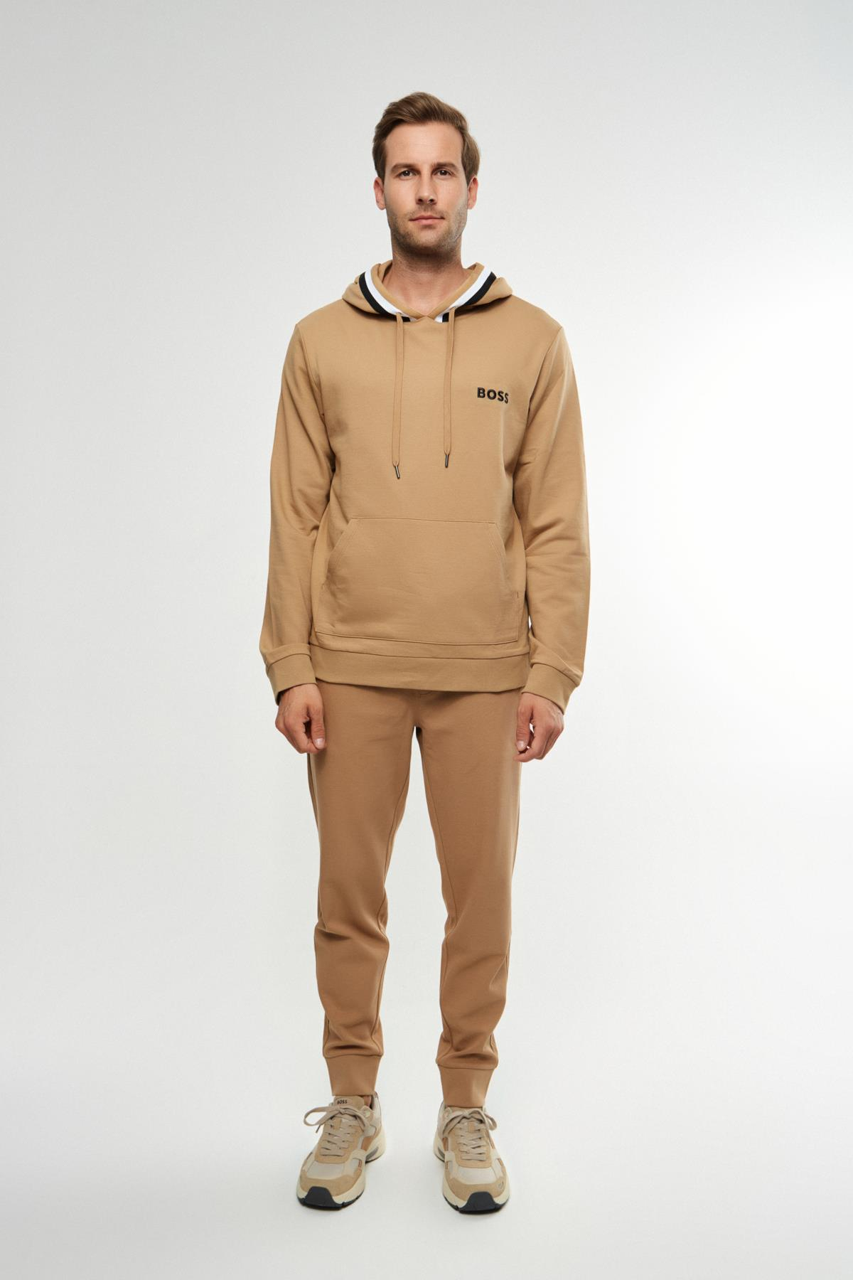 BossSlogan Detaylı Bej Sweatshirt