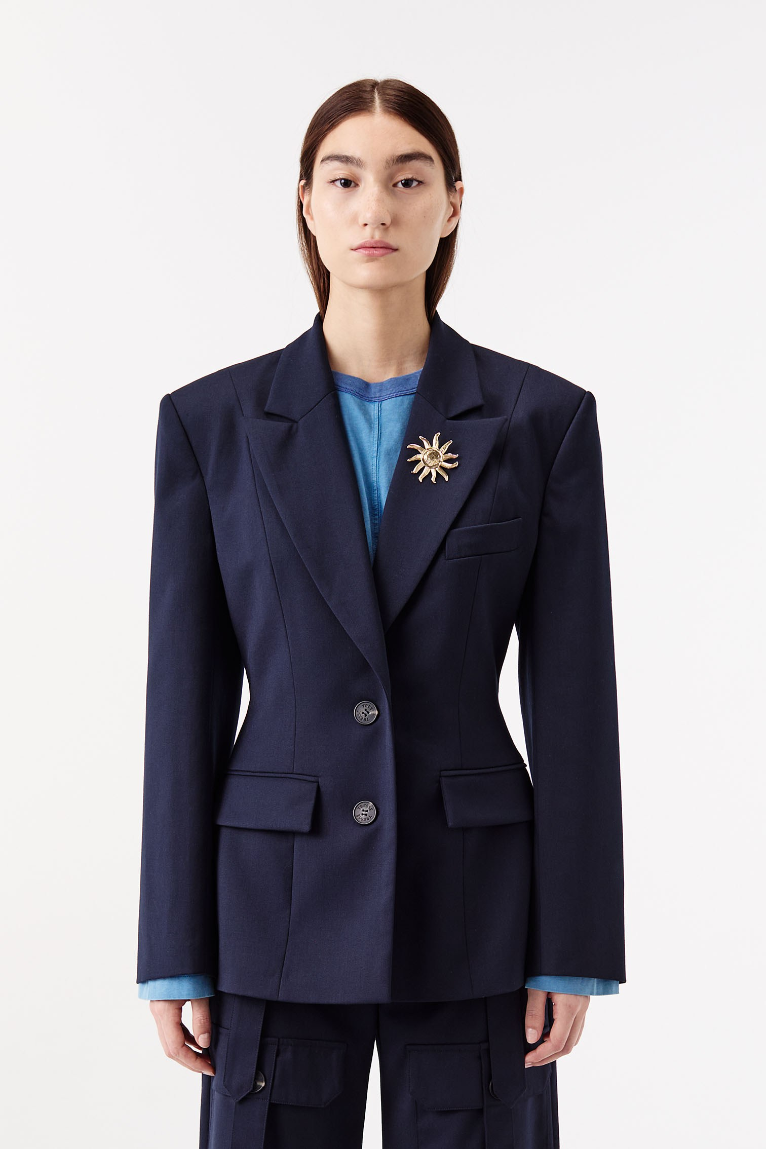 Broş Detaylı Blazer Ceket