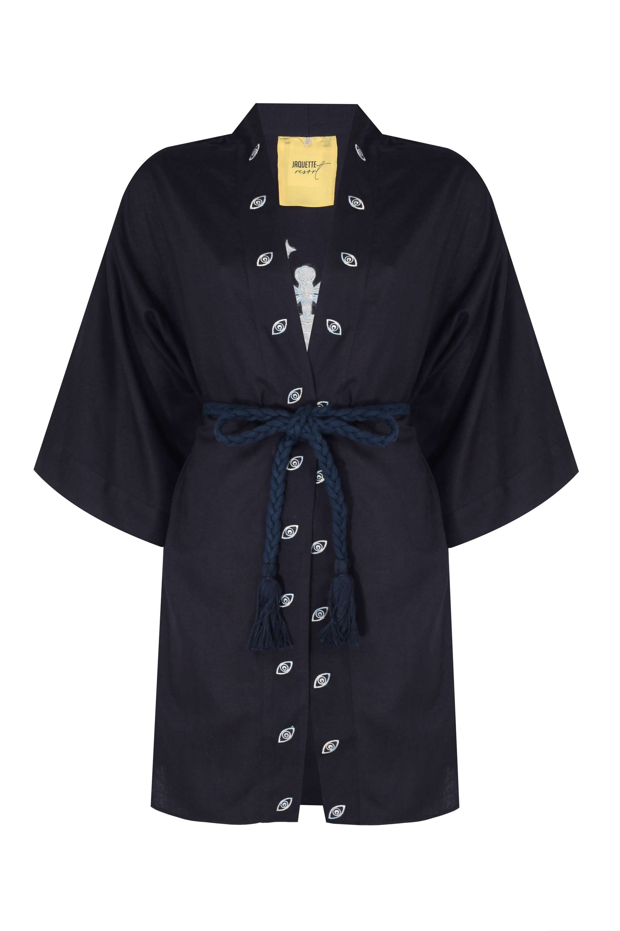 Lacivert Kısa Kimono