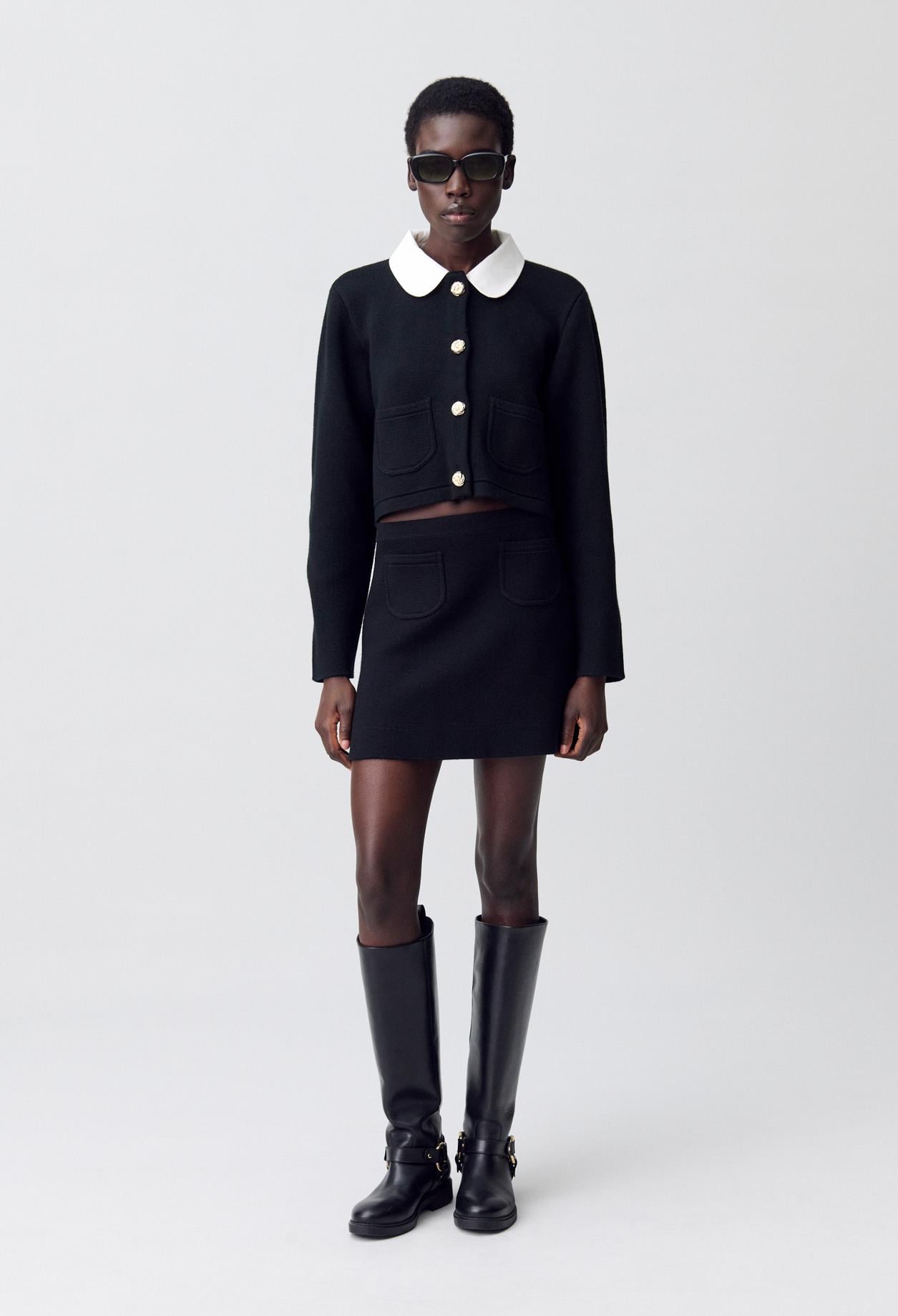 Claudie PierlotSiyah Mini Triko Etek