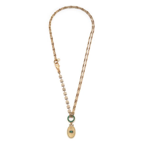 Vintage Eye Zirkon Göz Madalyon Charm Altın Kaplama Zincir Kolye