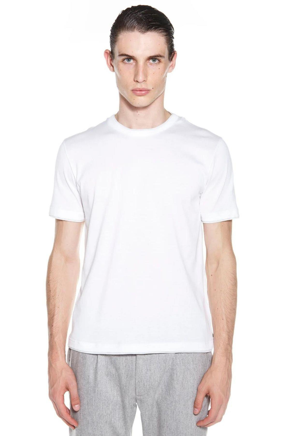 EleventyBej Biyeli Beyaz Erkek T-shirt