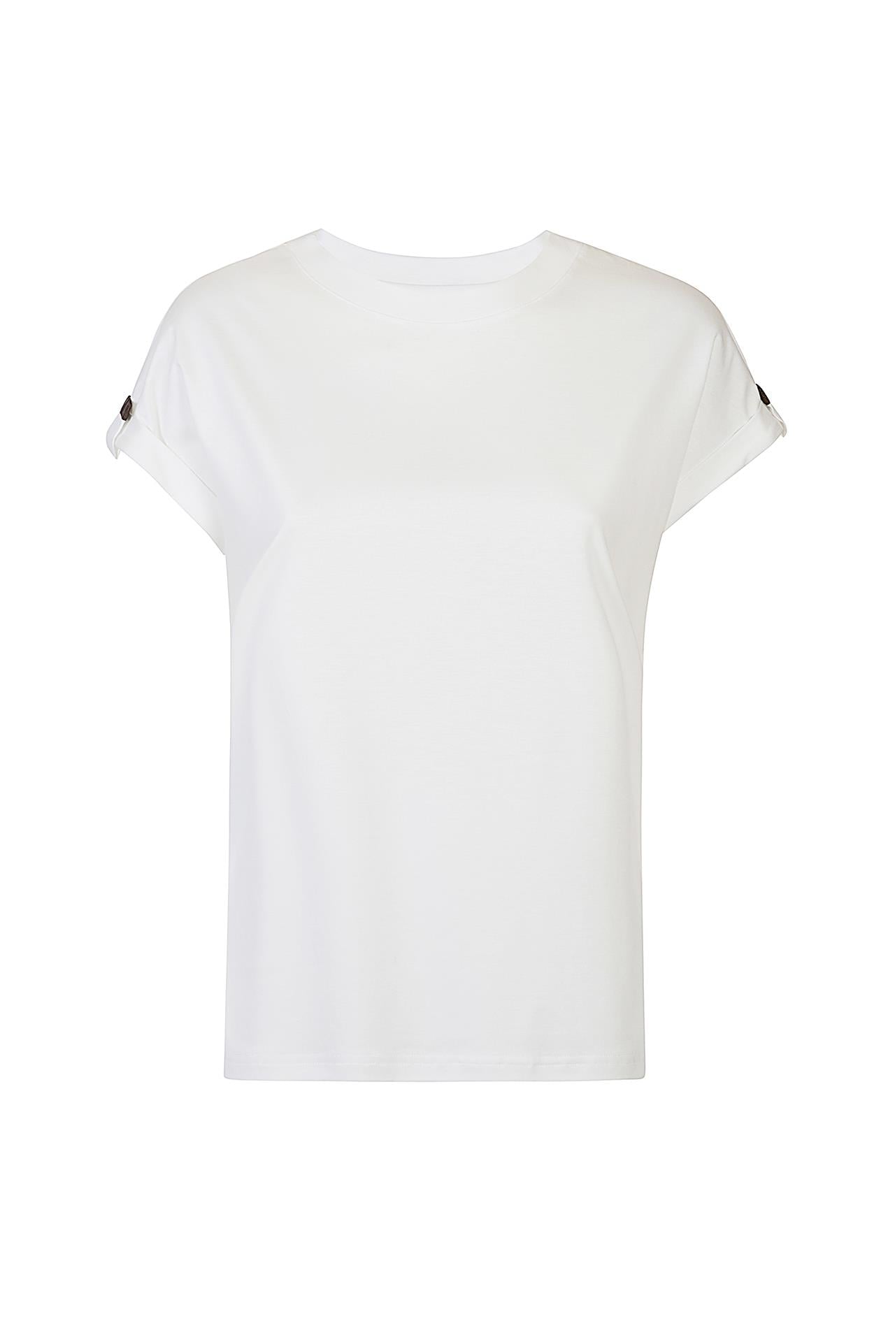 EleventyBeyaz Pamuk Karışımlı T-shirt