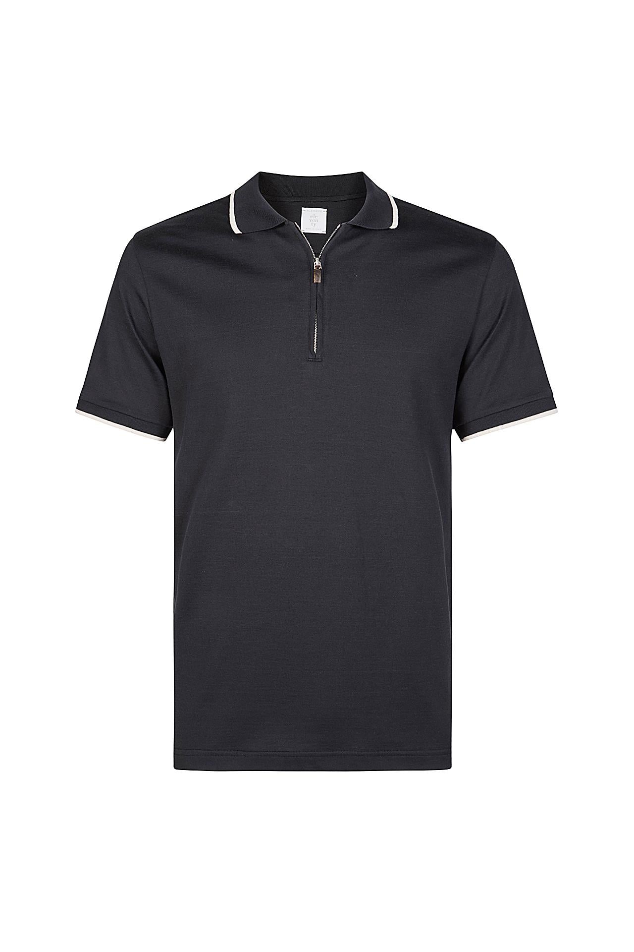 EleventySiyah Pamuk Polo Yaka T-shirt