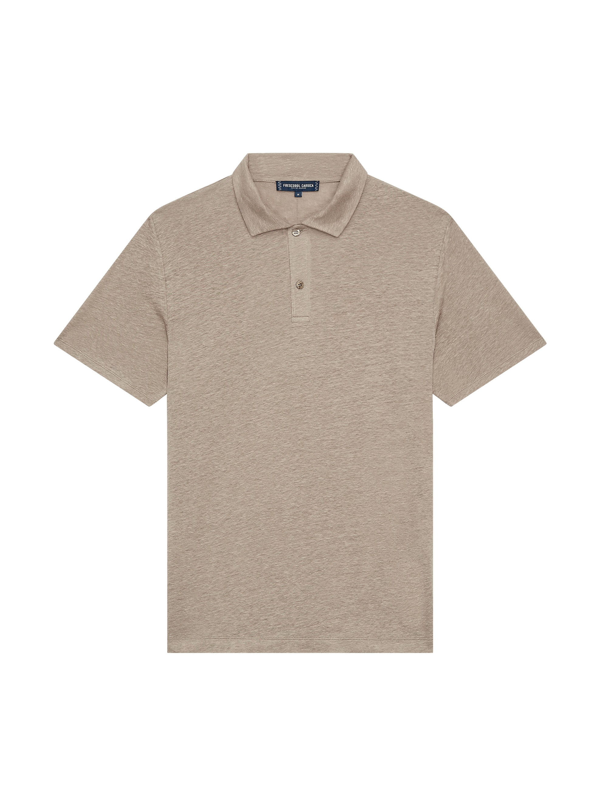 Frescobol CariocaKahverengi Keten Polo Yaka T-shirt