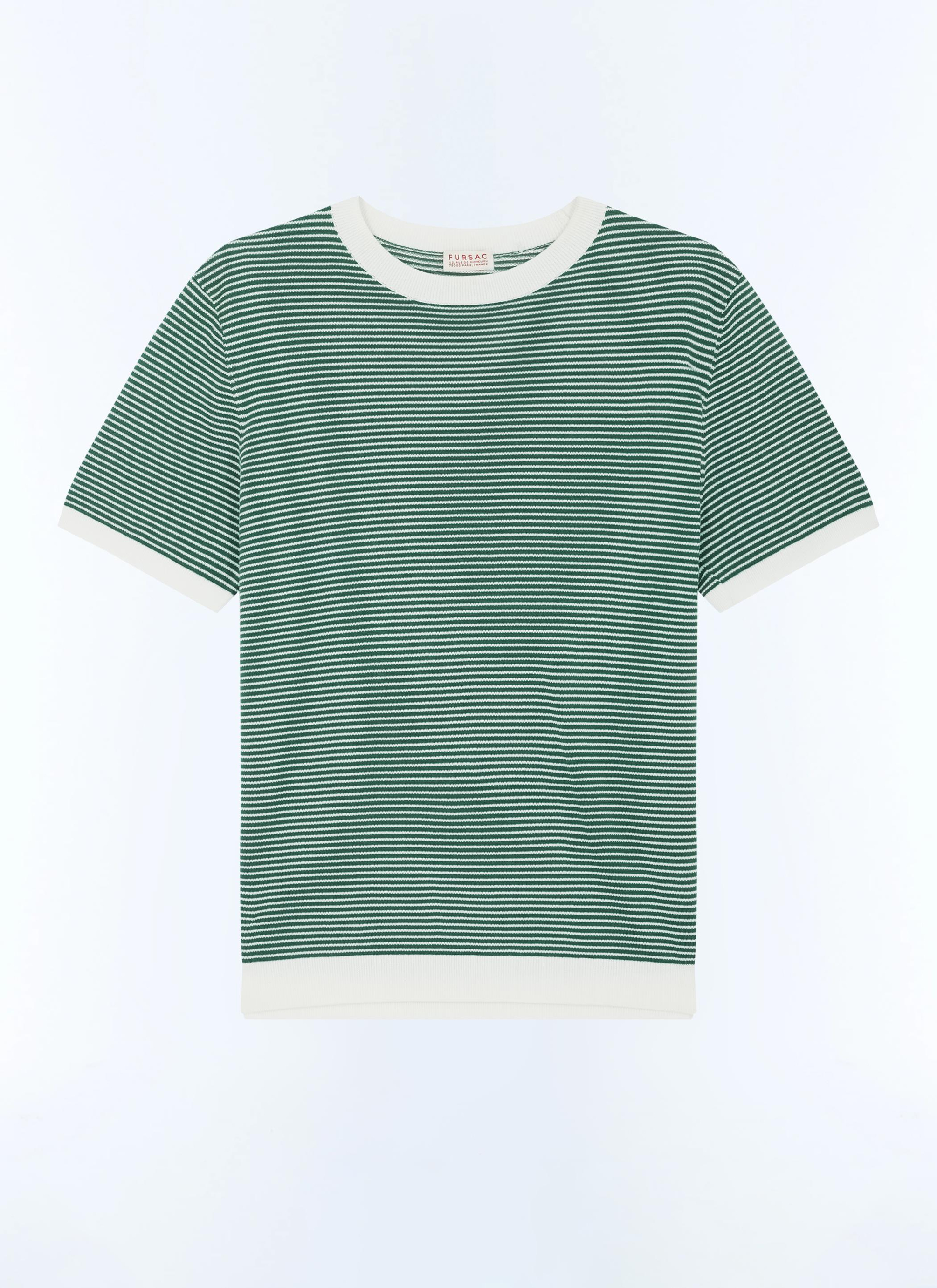 FursacÇizgili Merserize Pamuklu T-Shirt