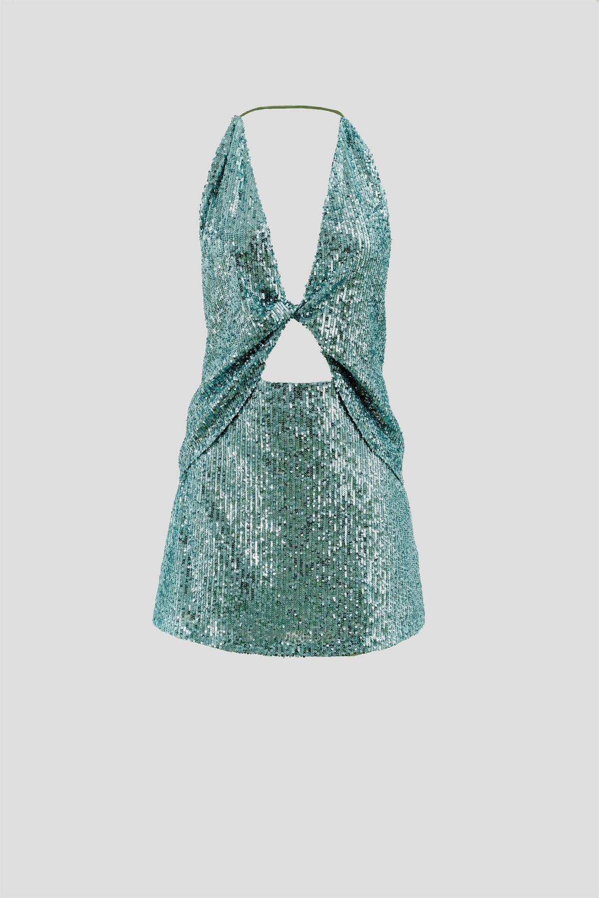 In The Mood For LoveV Yaka Pullu Mini Elbise