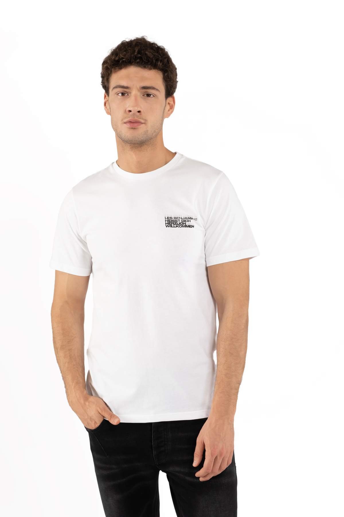 Les BenjaminsBeyaz Bisiklet Yaka Slim Fit T-shirt
