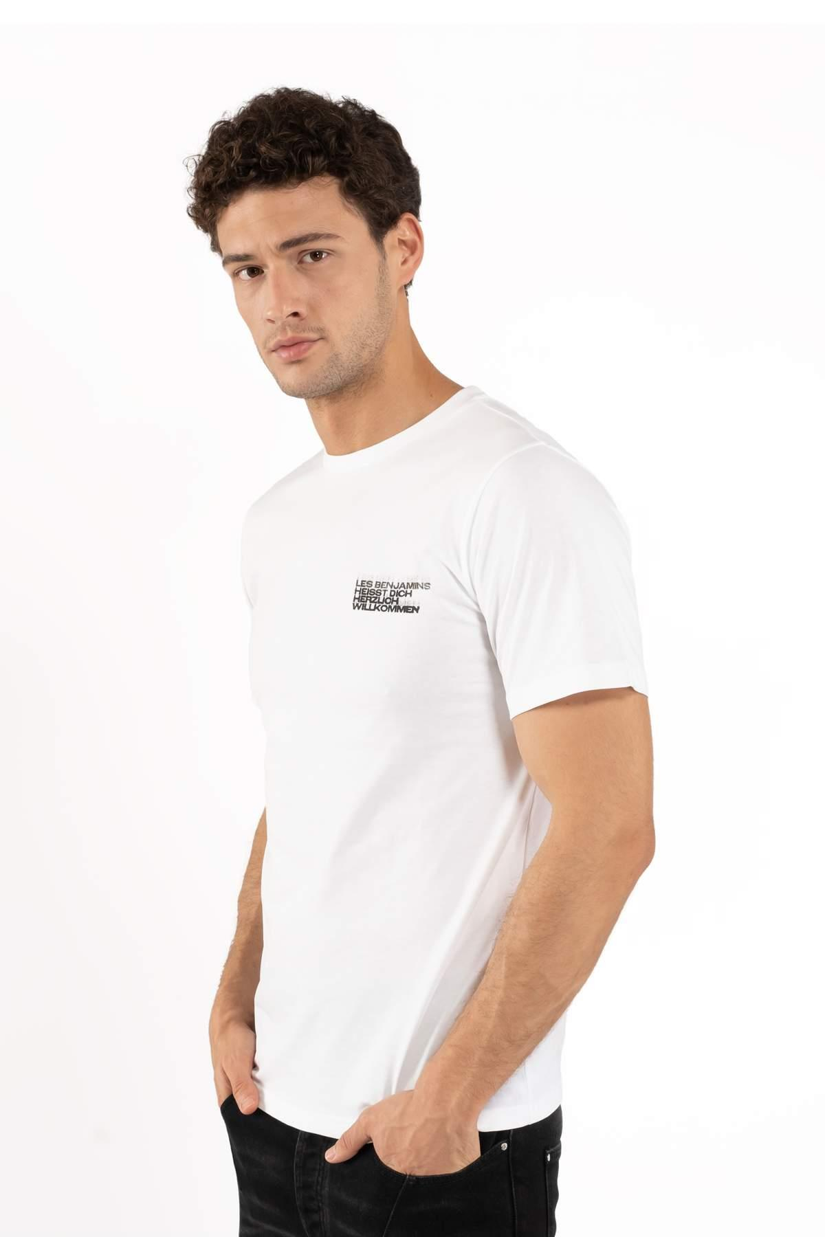 Les BenjaminsBeyaz Bisiklet Yaka Slim Fit T-shirt
