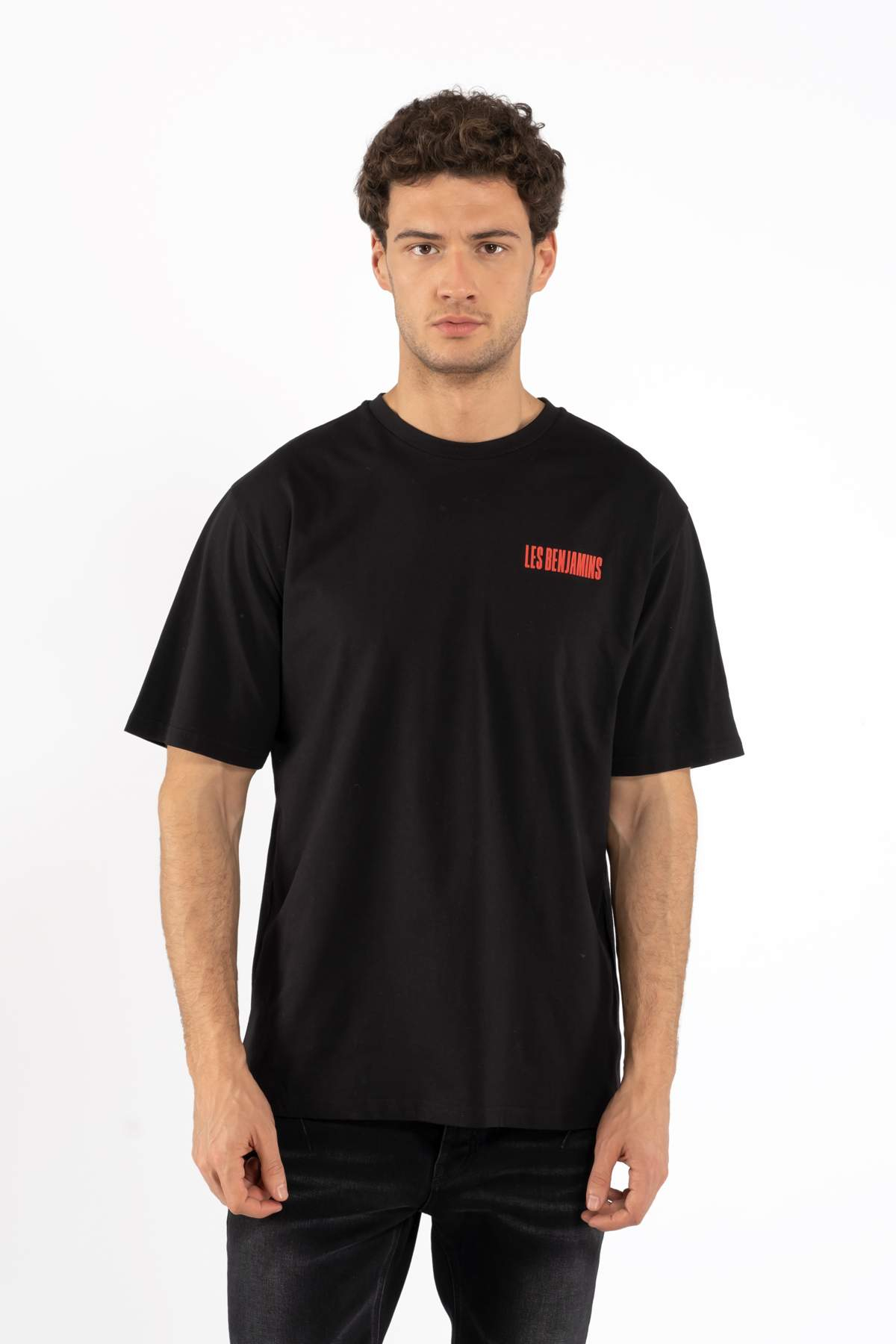 Les BenjaminsSiyah Bisiklet Yaka Kırmızı Baskılı T-shirt