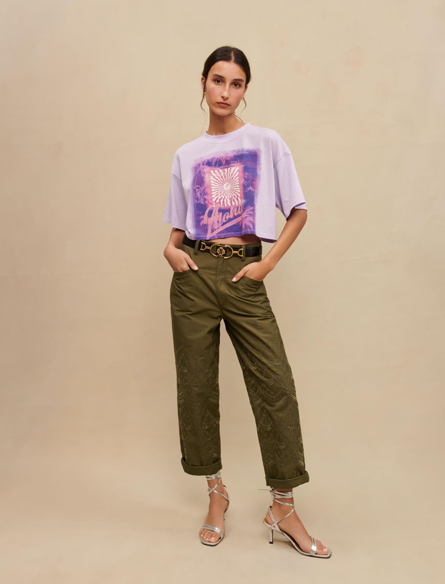 MajeAloha Slogan Crop T-shirt