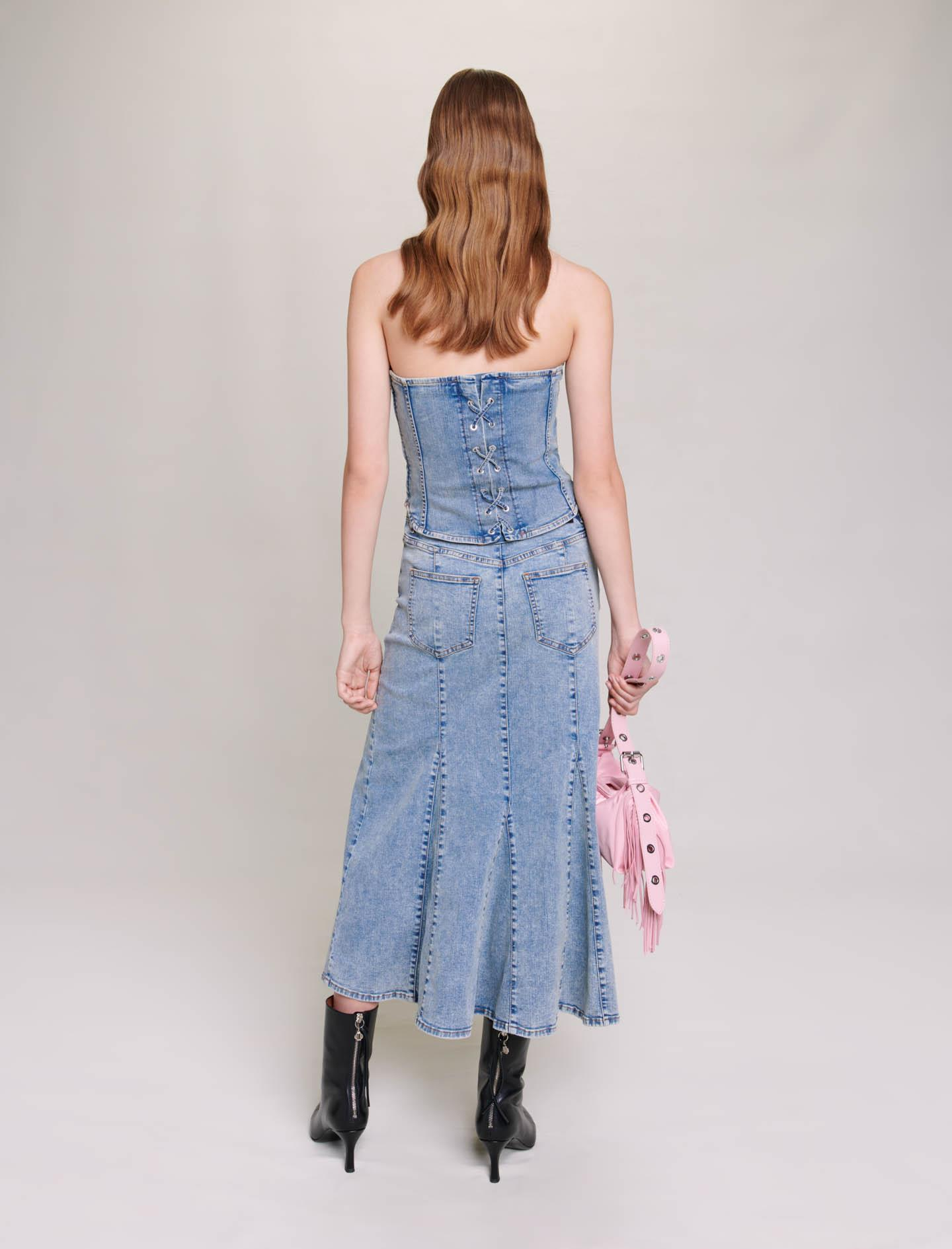MajeKorse Formlu Denim Büstiyer