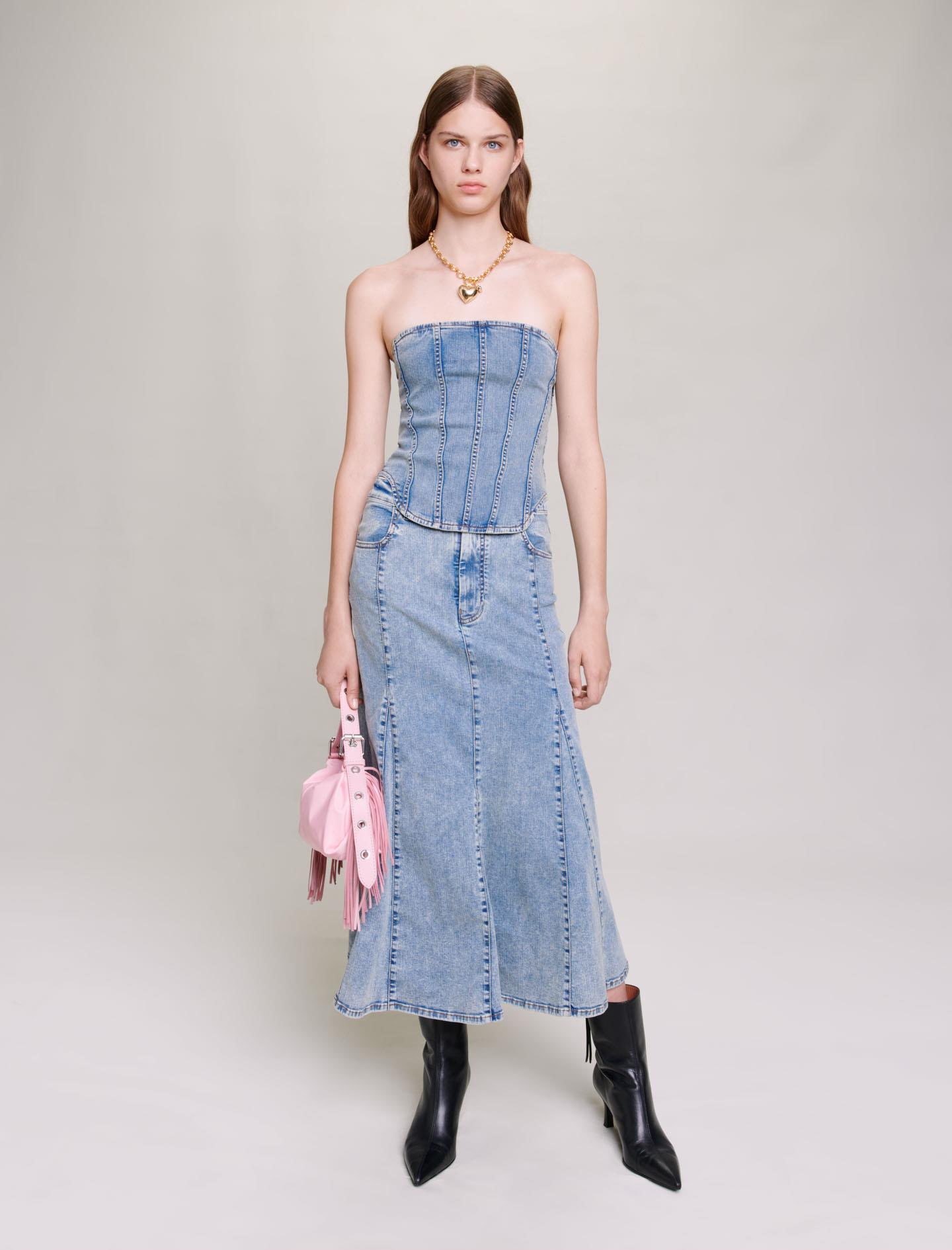 MajeKorse Formlu Denim Büstiyer