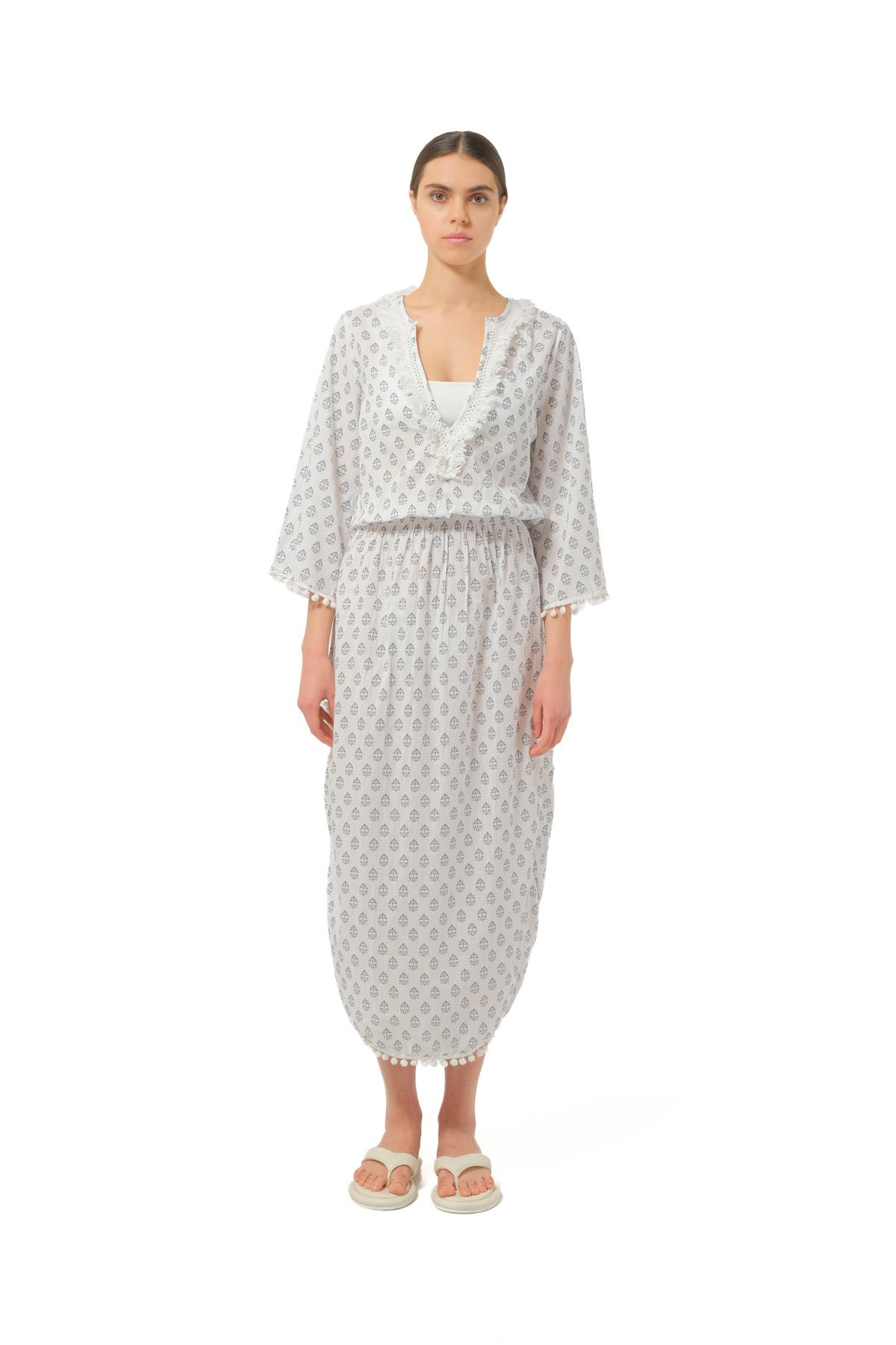 Melissa OdabashBeyaz Desenli Kaftan