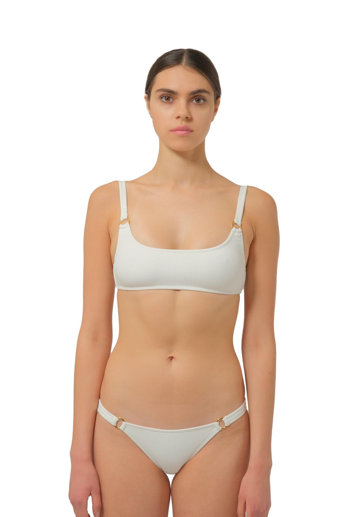 Melissa OdabashKrem Dokulu Bikini Üstü