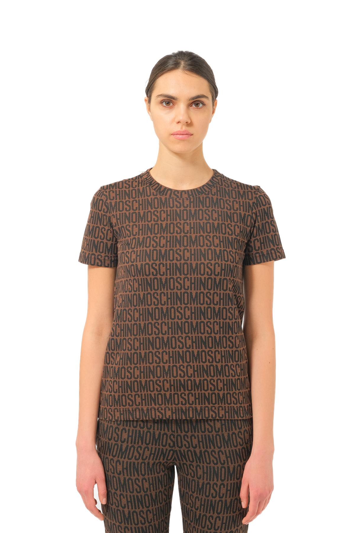MoschinoKahverengi Logo Kadın T-shirt