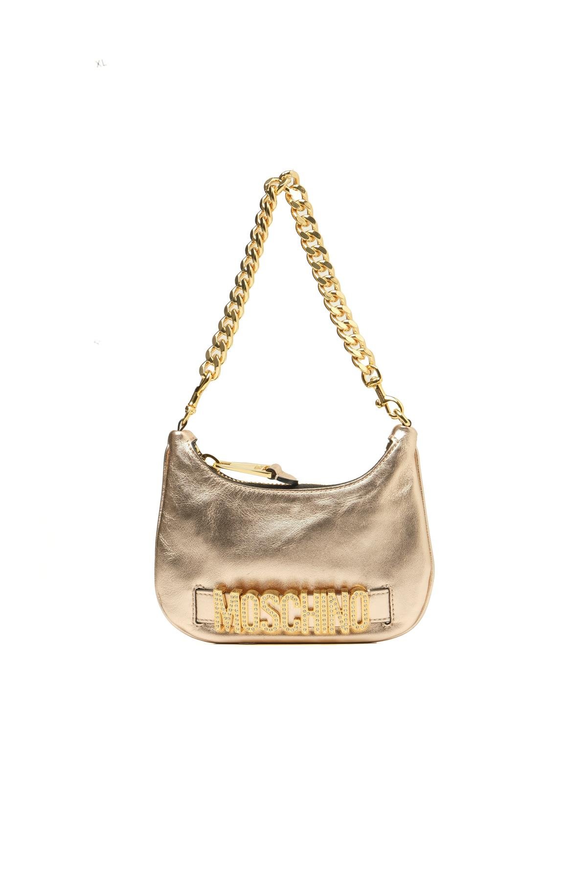 MoschinoMetalik Bronz Zincir Askılı Omuz Çantası