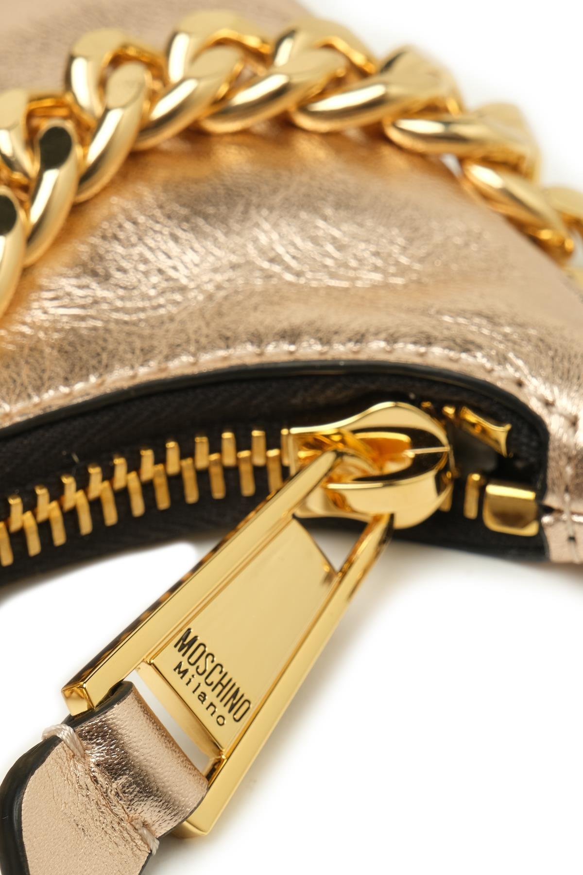 MoschinoMetalik Bronz Zincir Askılı Omuz Çantası