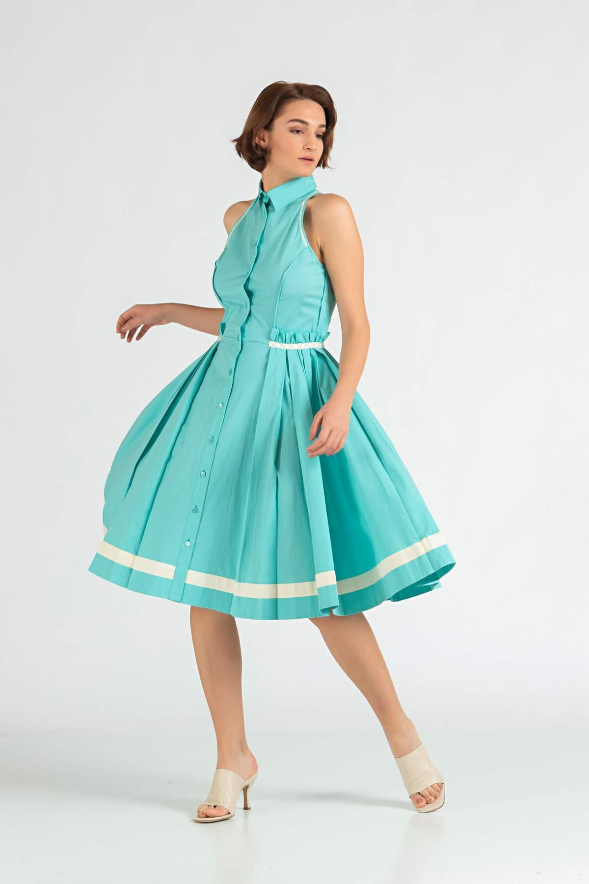 MoschinoMOSCHINO Gömlek Yaka Pilili Elbise