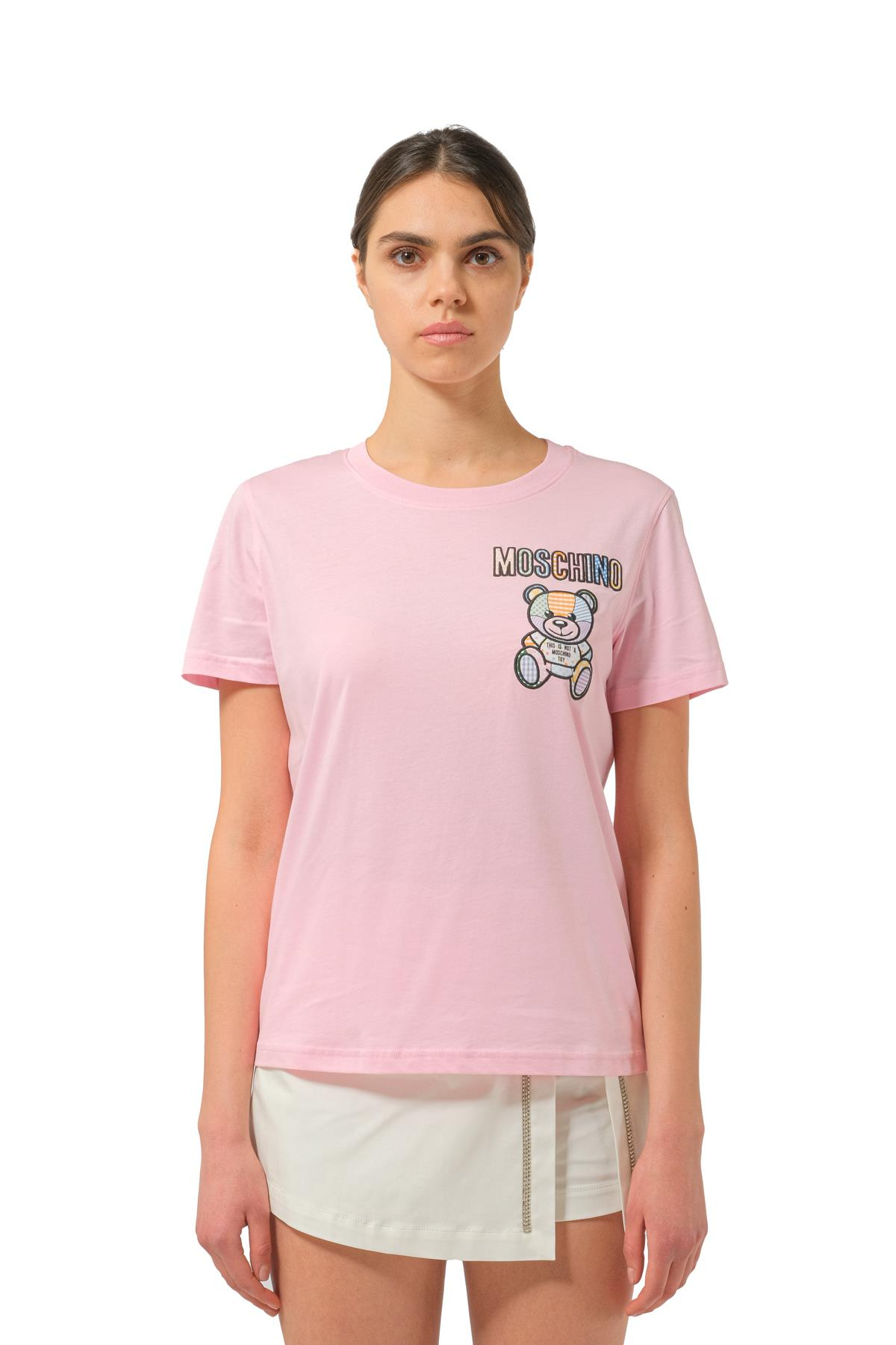 MoschinoPembe Bisiklet Yaka Kadın T-shirt