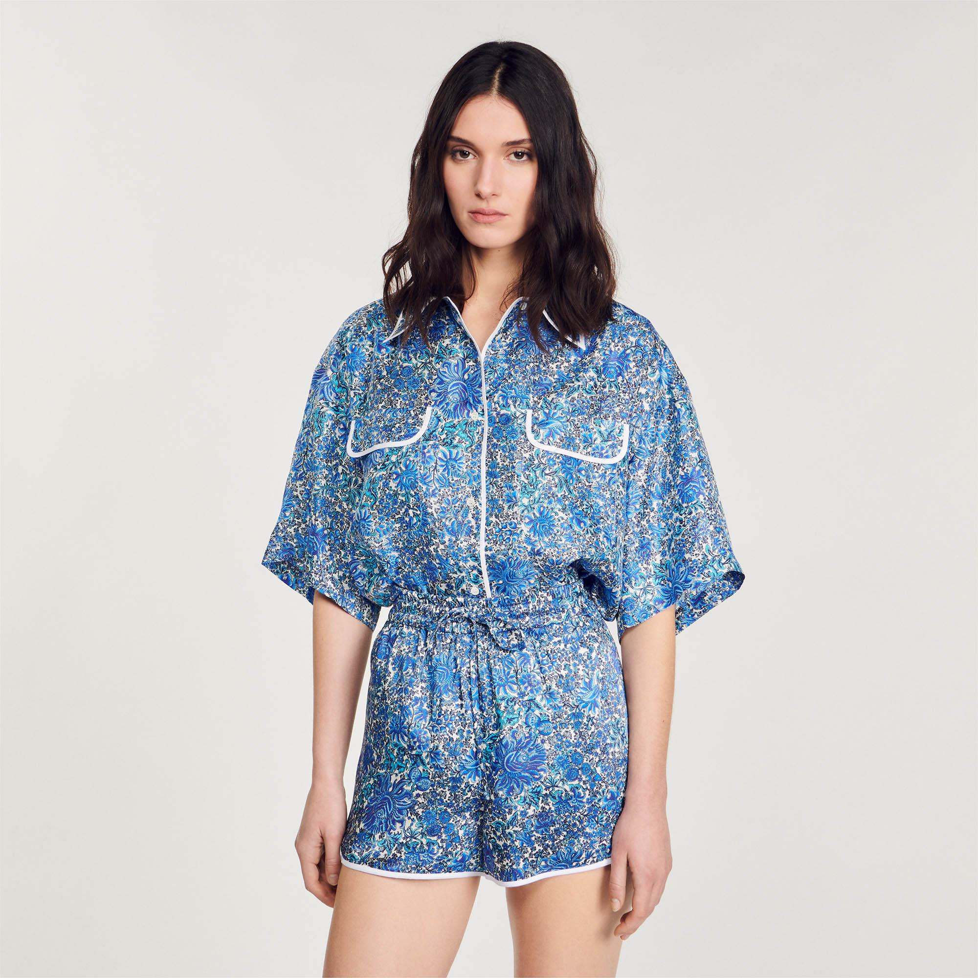 SANDROBelden Bağlamalı Floral Desen Şort