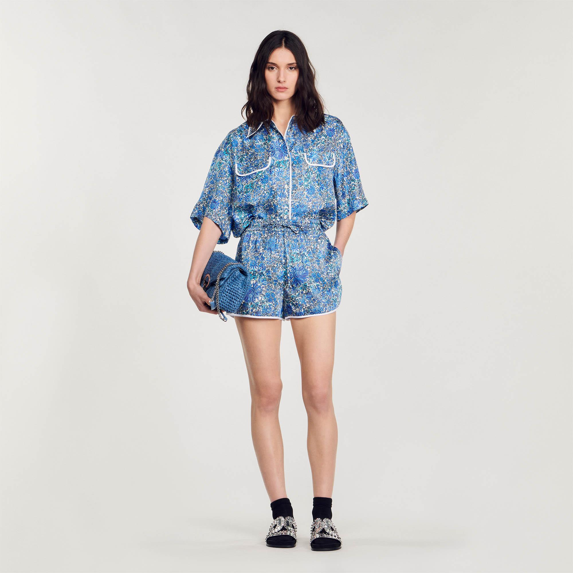 SANDROBelden Bağlamalı Floral Desen Şort