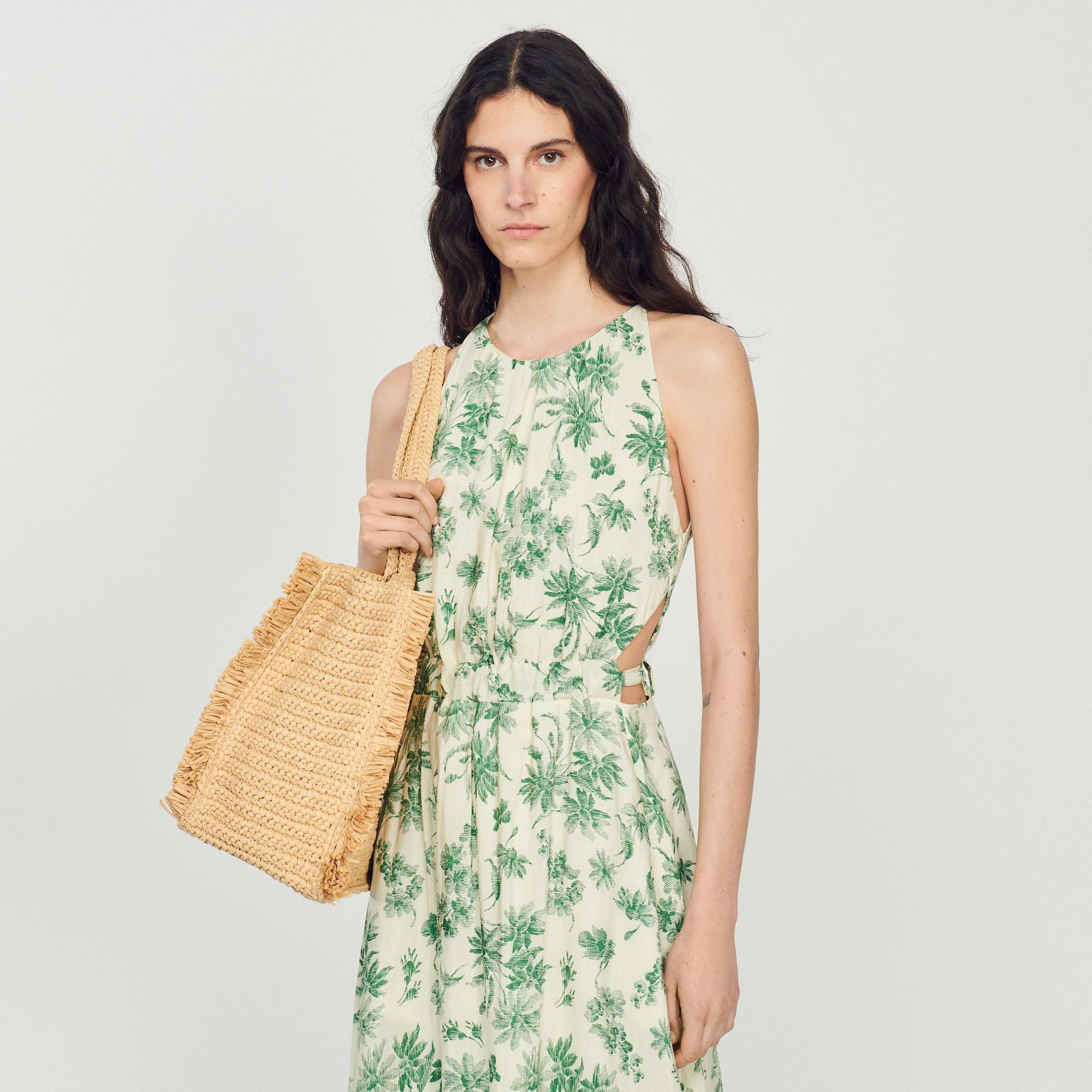 SANDROFloral Desen Bel Detaylı Uzun Elbise