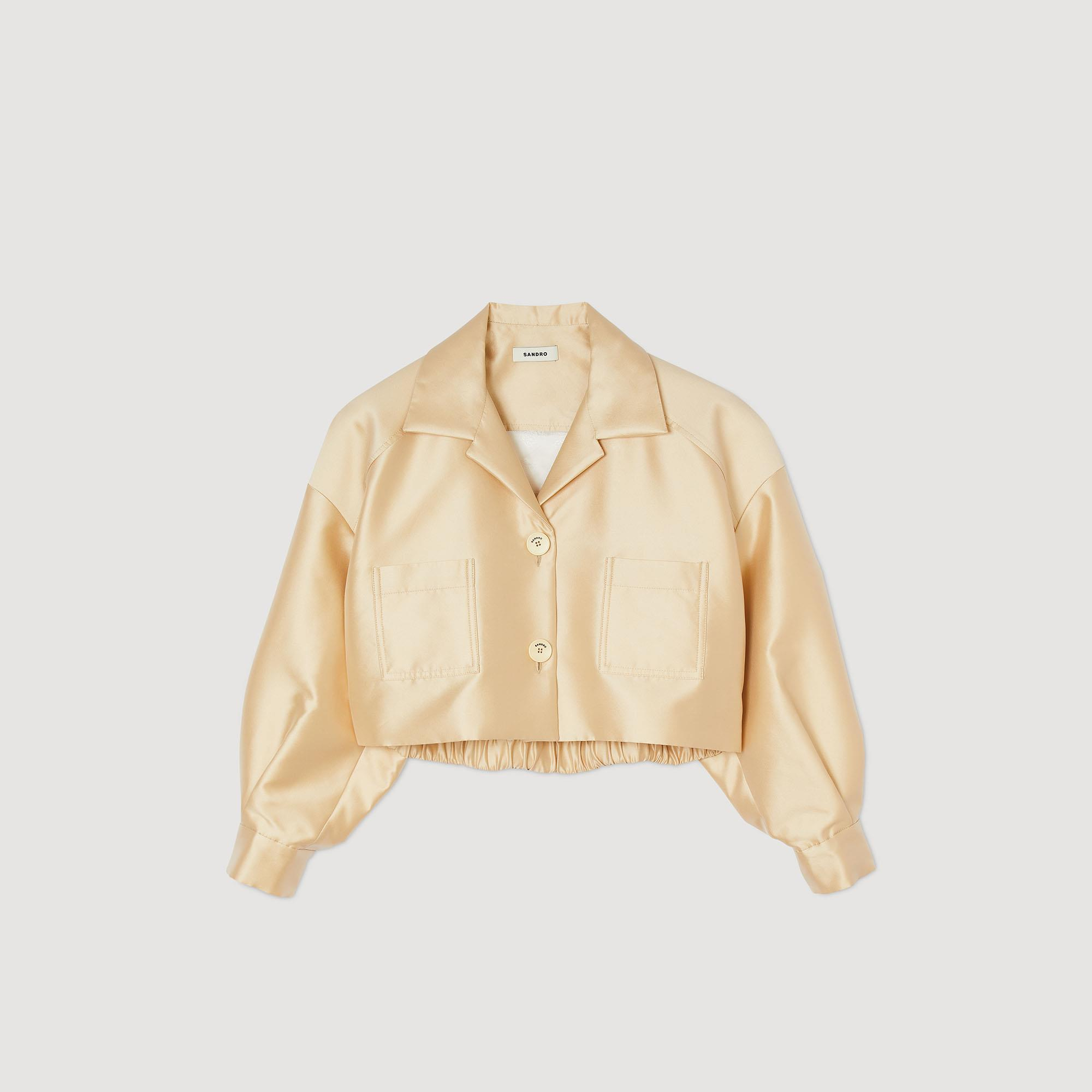SANDROİpek Karışımlı Saten Bej Gömlek