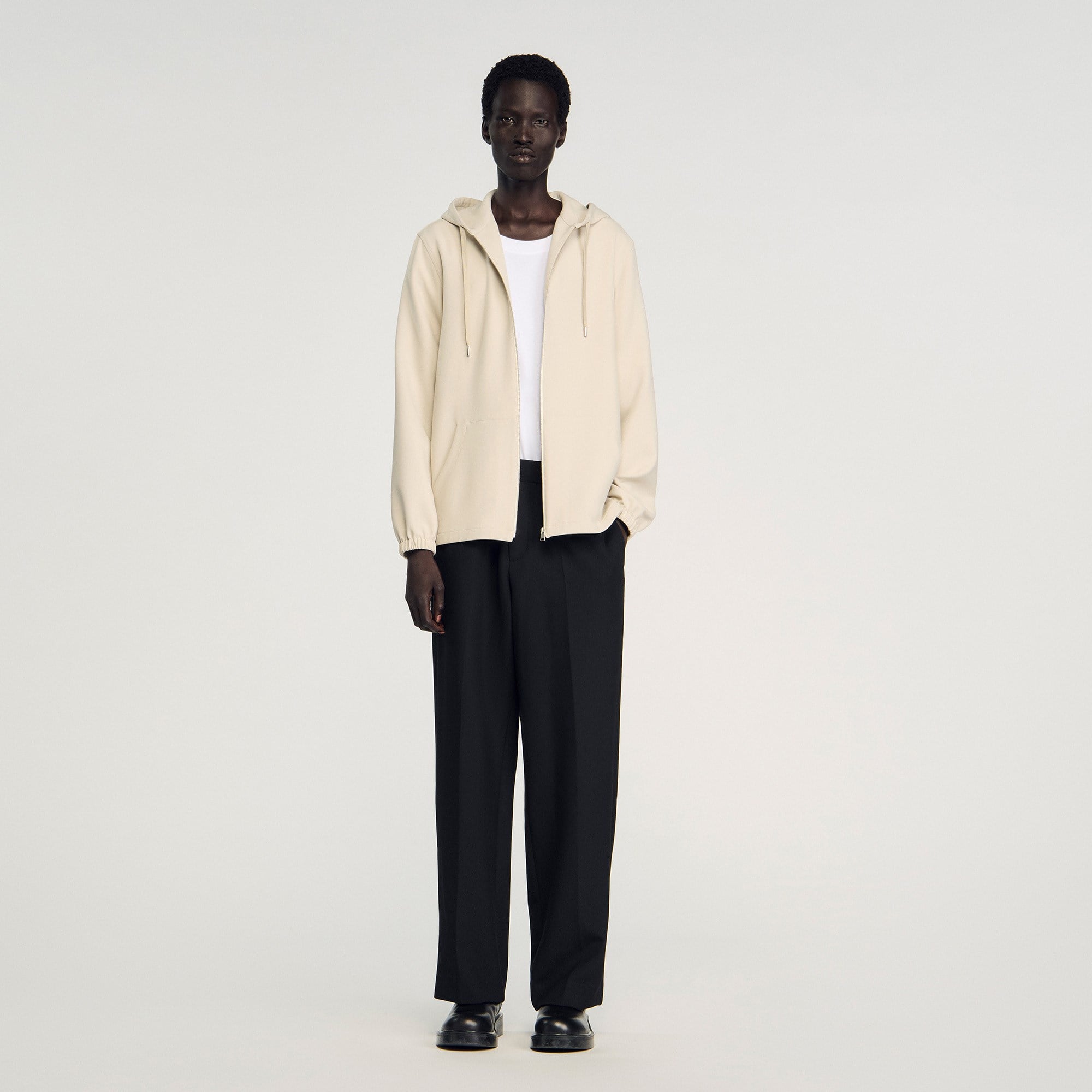 SANDROKapüşonlu Krem Sweatshirt