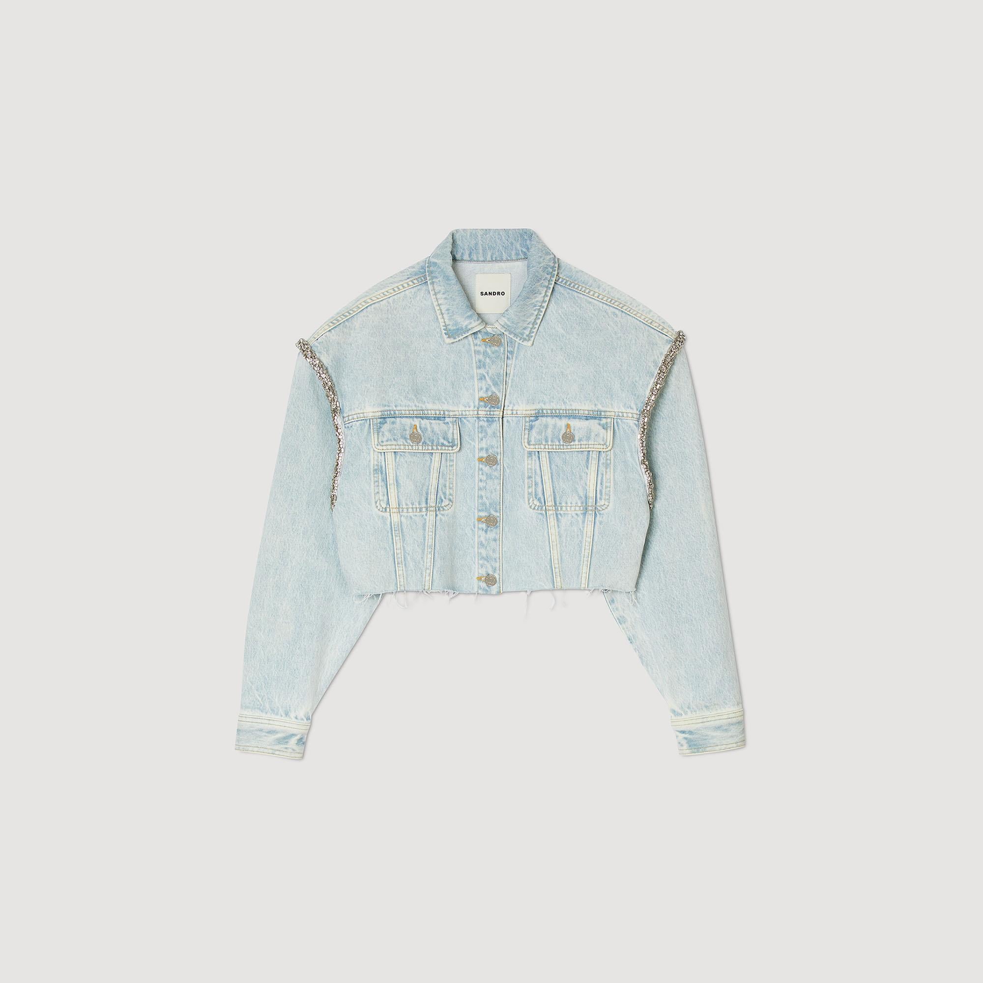 SANDROKristal Taşlı Denim Ceket