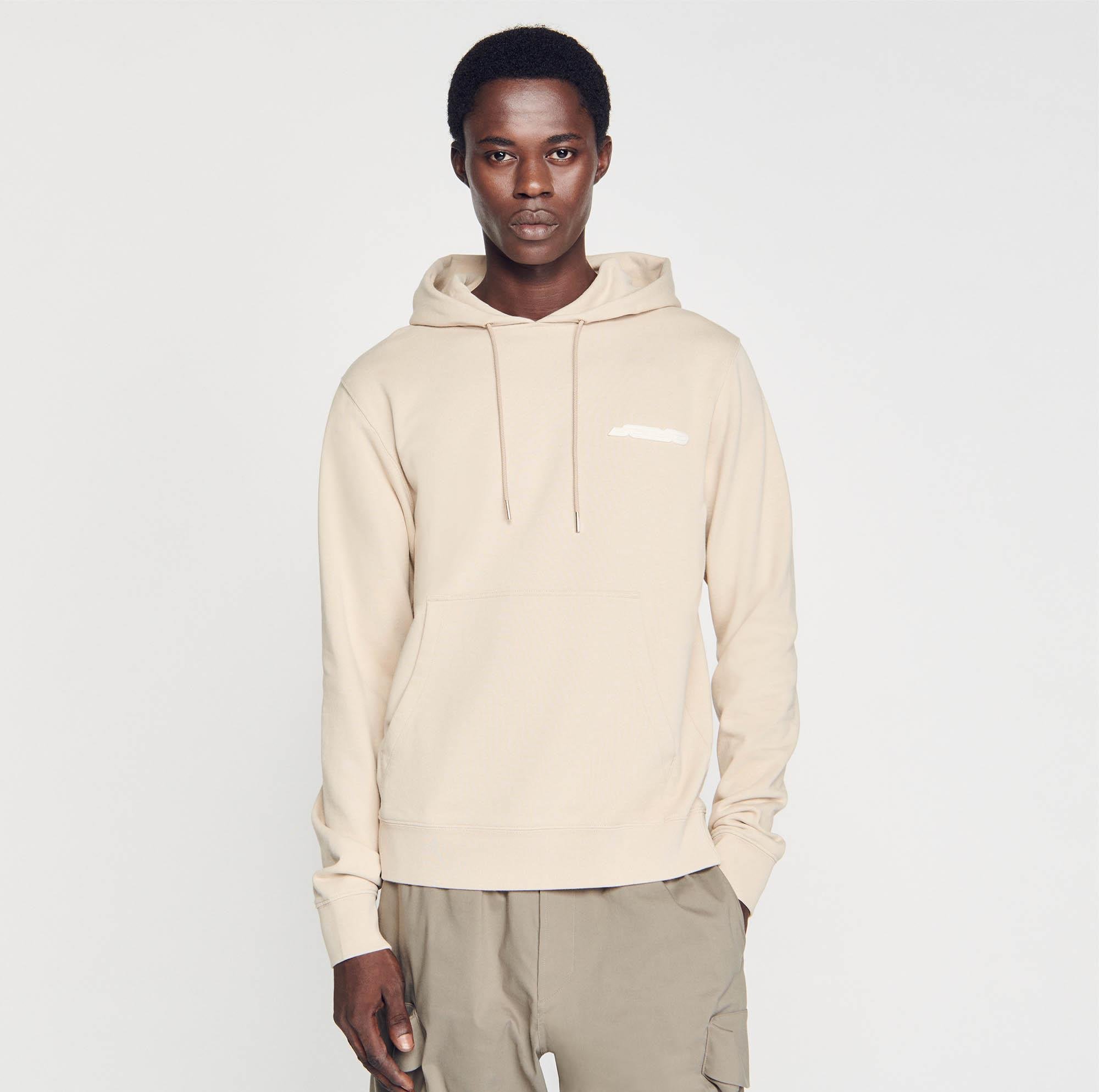 SANDROLogo Baskılı Bej Hoodie