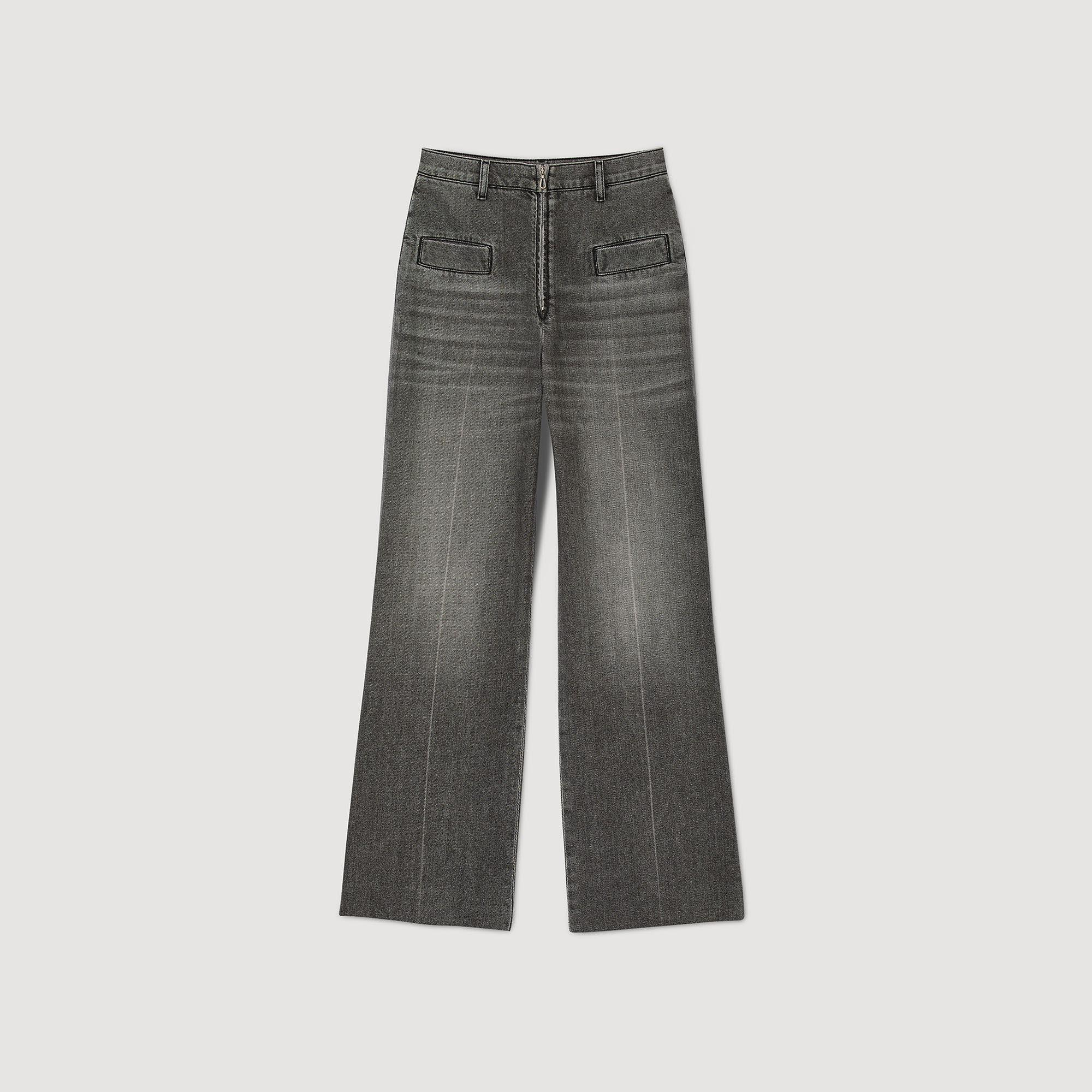 SANDROOversize Kesim Gri Jean Pantolon