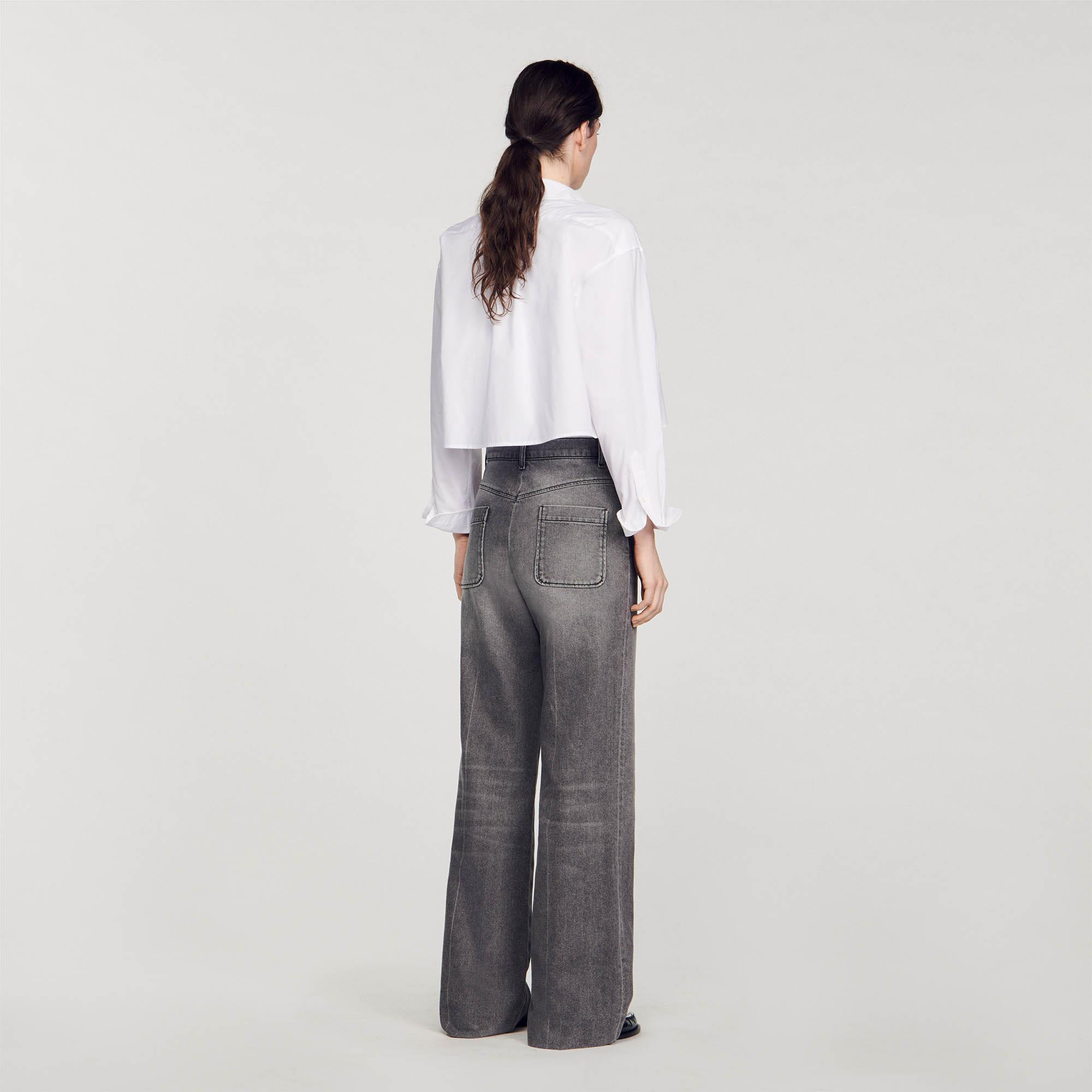 SANDROOversize Kesim Gri Jean Pantolon